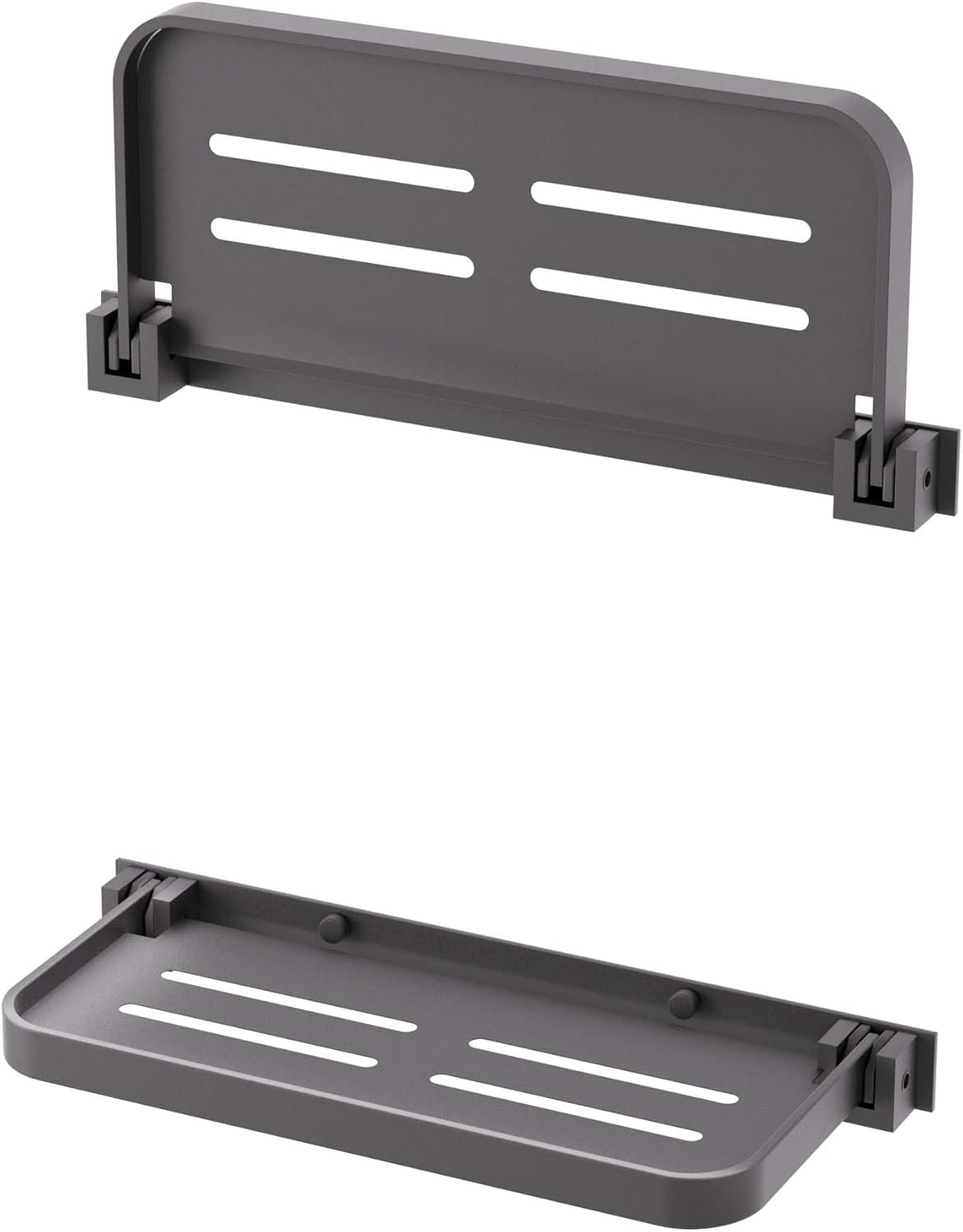 2 Pack Folding Wall Shelf for Bathroom Waterproof Aluminum 12 Inch Grey