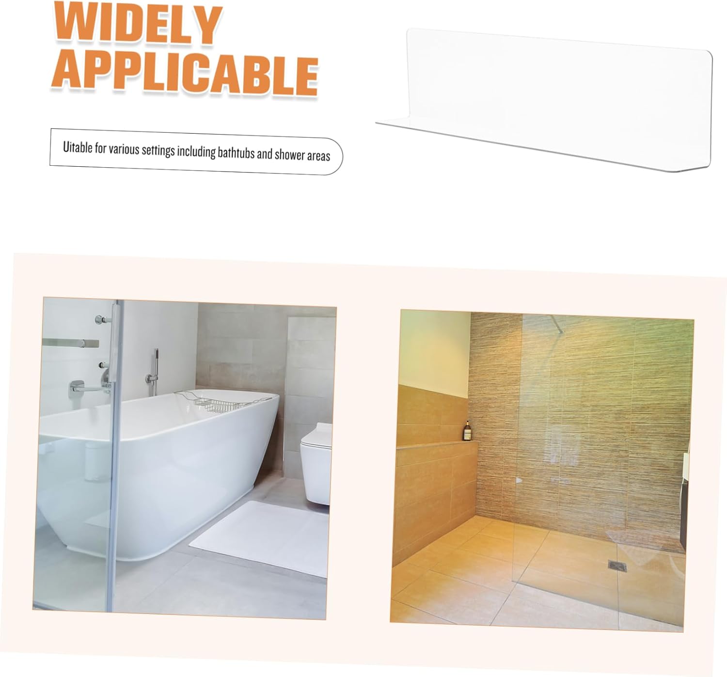 Shower Water Barrier Splash Guard for Bathtubs and Showers