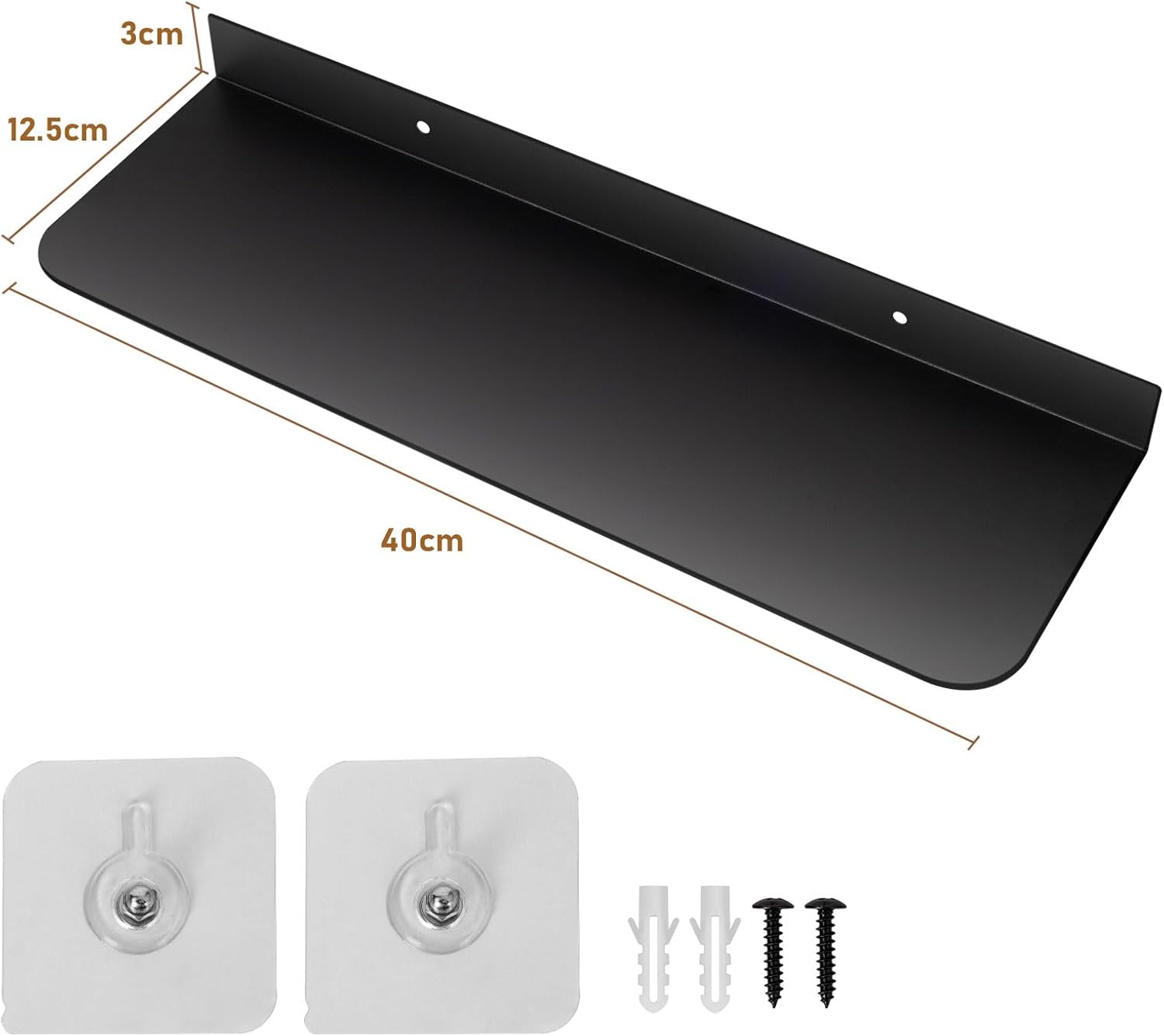 2 Pack Wall-Mounted Aluminum Alloy Shower Caddy Shelves - 40cm Size