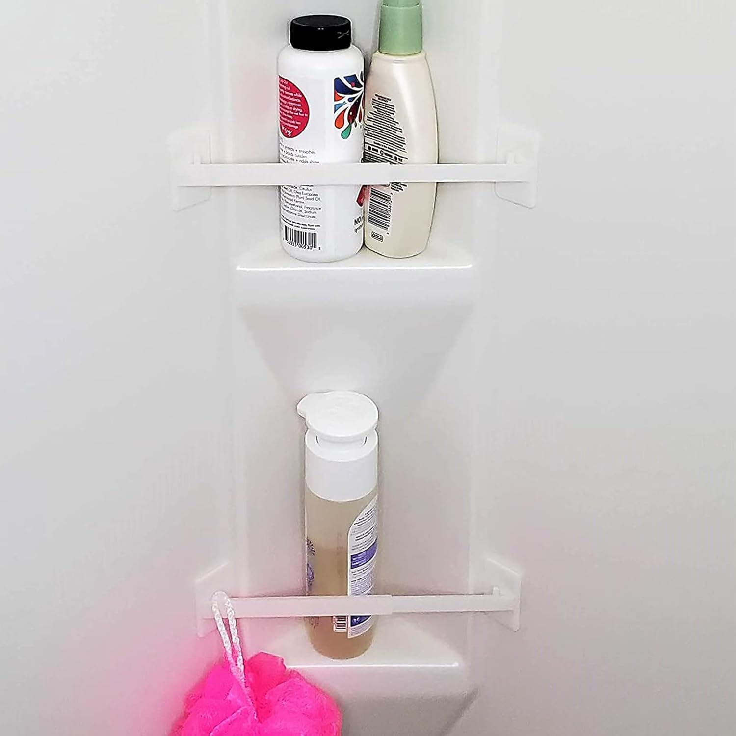 Adjustable Corner Shower Storage Holder with Telescopic Support