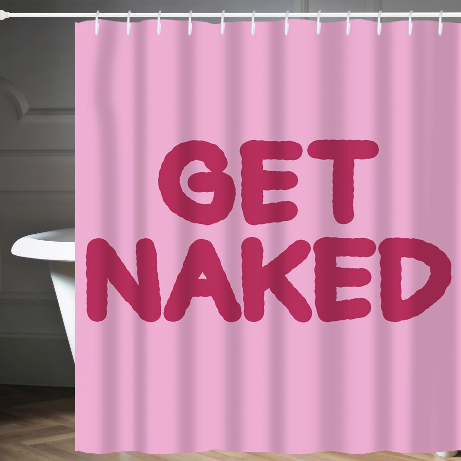 Hongma Pink Get Naked Shower Curtain 72x84 Inch 1