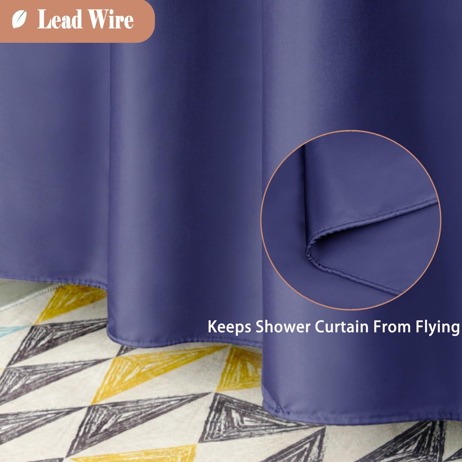 UFRIDAY Navy Blue Shower Curtain with Window and 12 Hooks 1