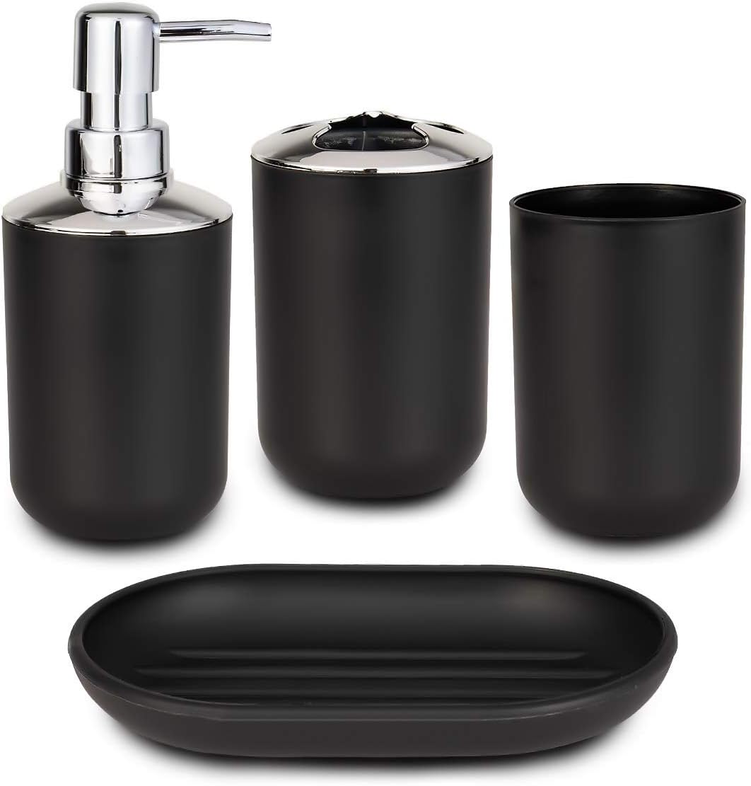 Fanciher 4-Piece Black Bathroom Accessory Set