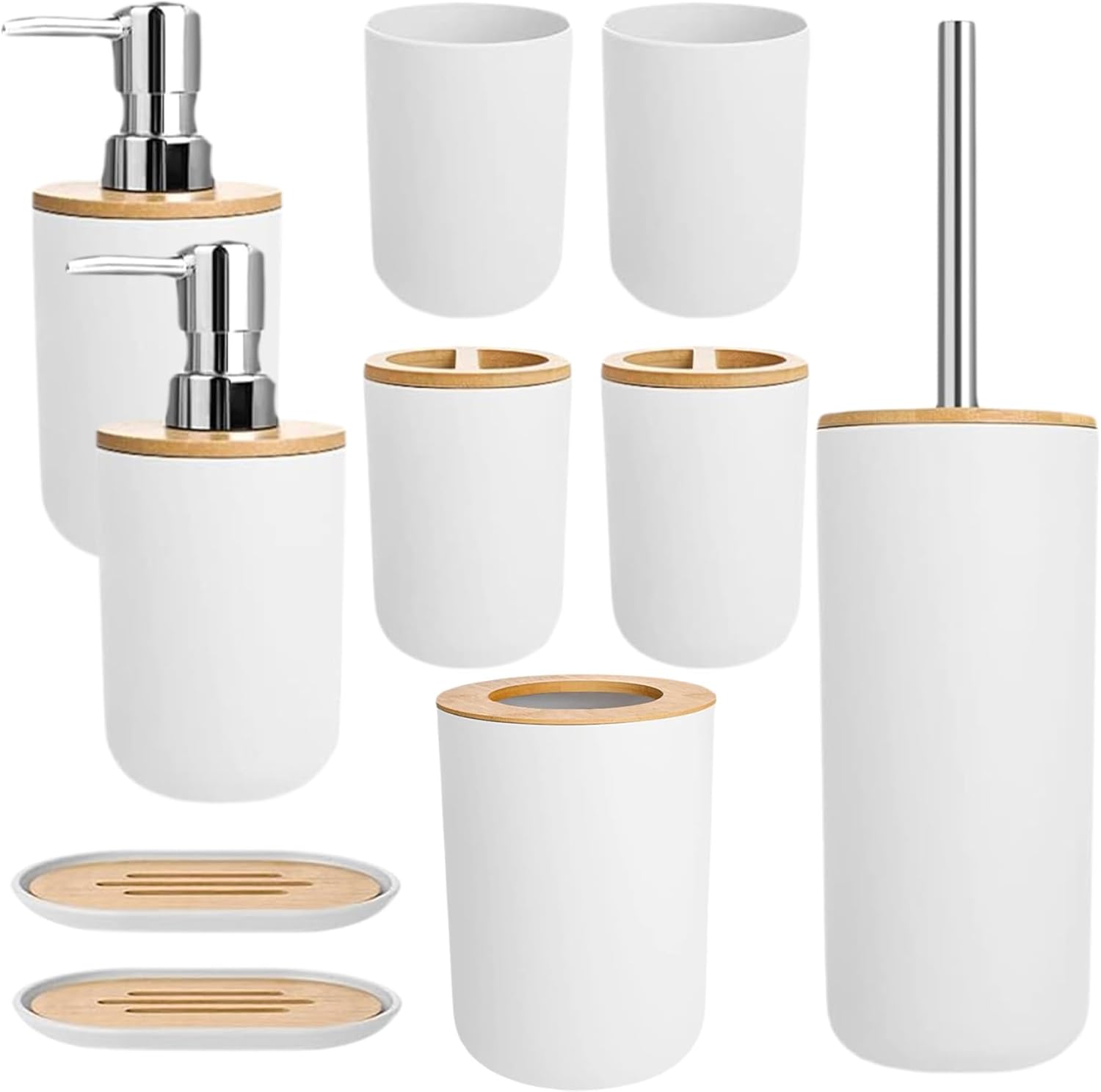 Veesper 4PCS Bathroom Bin and Toilet Brush Set 1