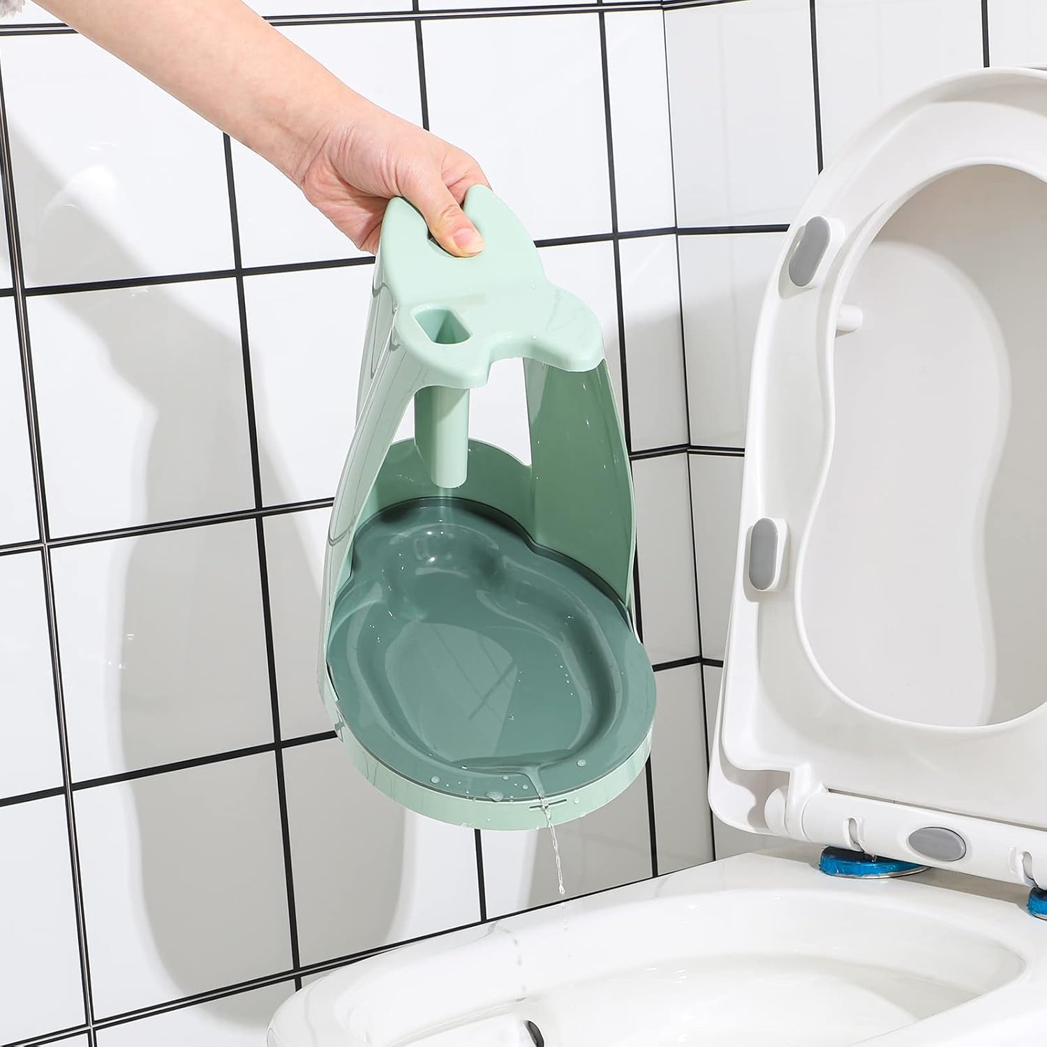 Cq Acrylic Toilet Brush and Plunger Set with Holder