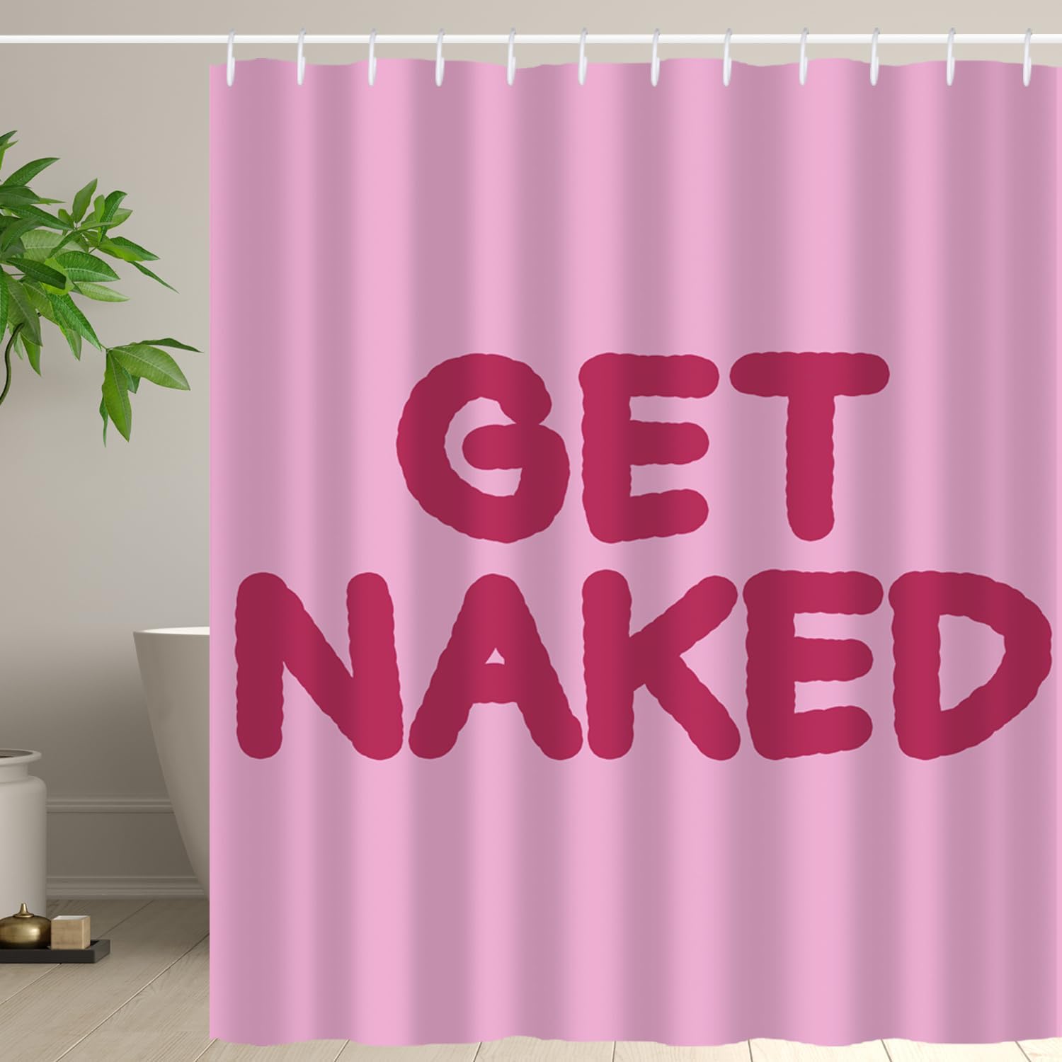 Hongma Pink Get Naked Shower Curtain 72x84 Inch 1