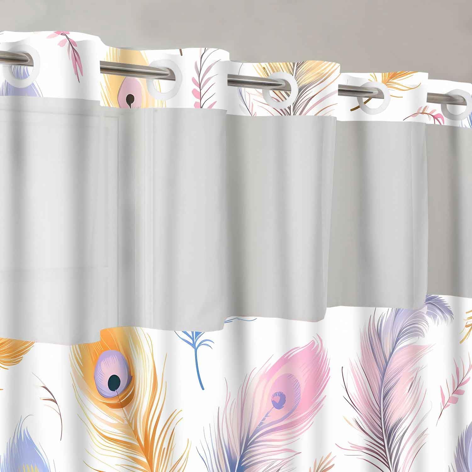 Gdmoon Colorful Peacock Feather Shower Curtain Set