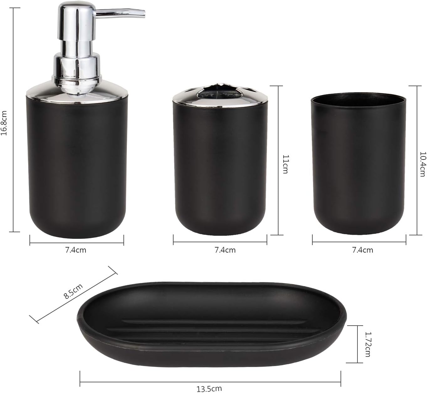 Fanciher 4-Piece Black Bathroom Accessory Set