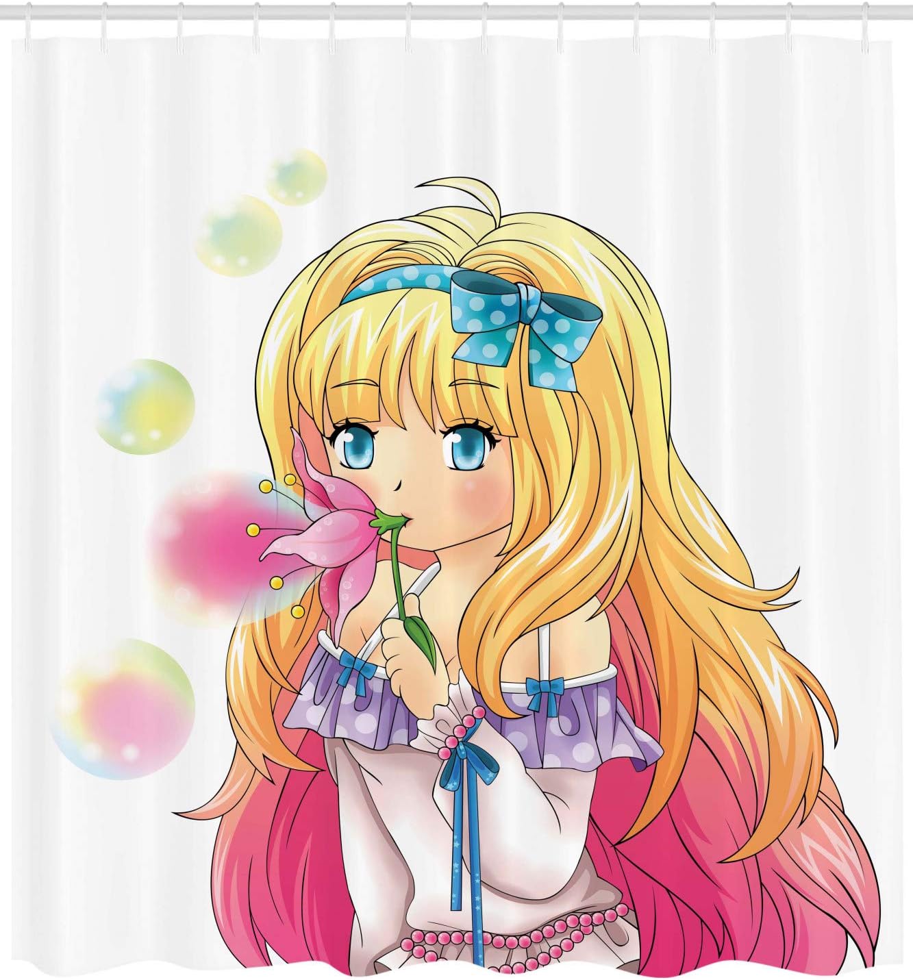 Ambesonne Anime Shower Curtain with 12 Hooks 69 x 70