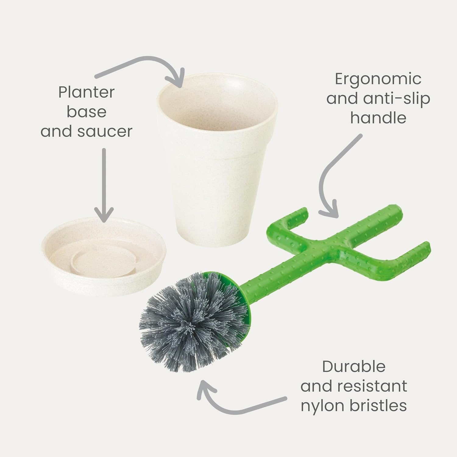 Vigar Cactus Toilet Brush Set with Holder 1