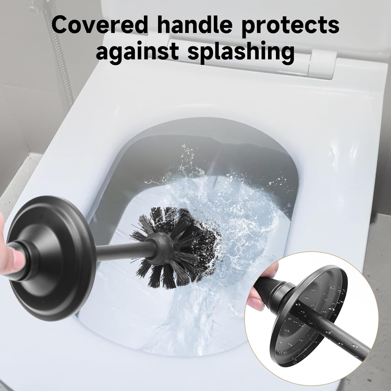 UNCONSIL Black Toilet Brush and Holder with Lid