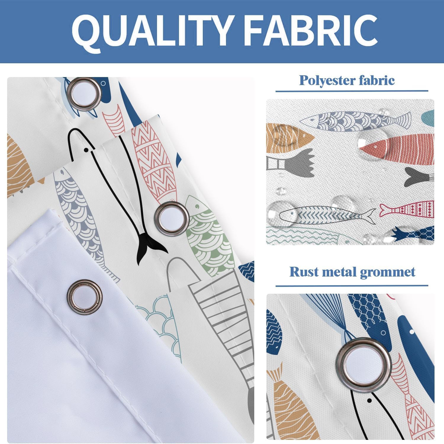 AAtter Colorful Fish Shower Curtain Set 36x72 1