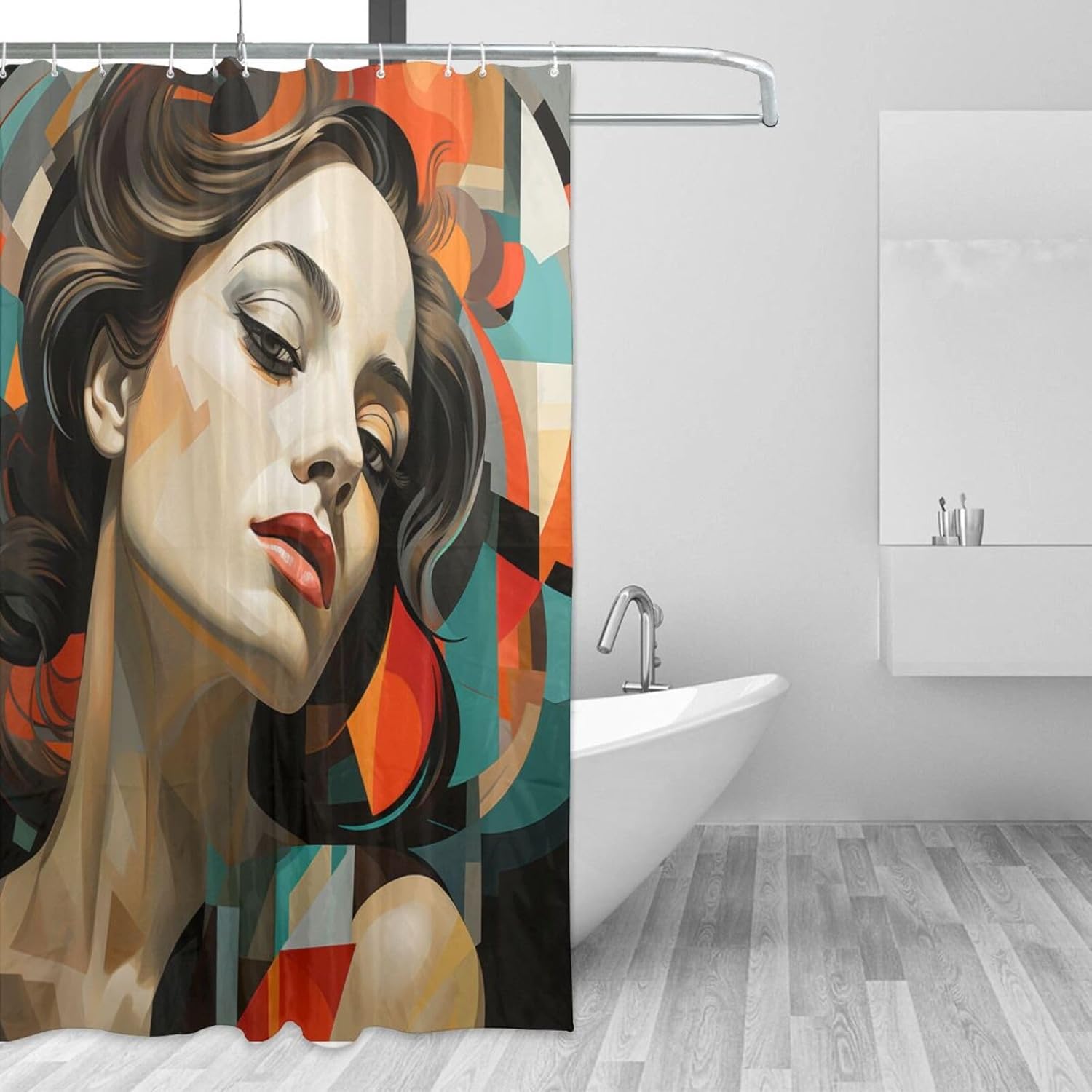 DAOWANGZUO Abstract Girl Boho Shower Curtain Set