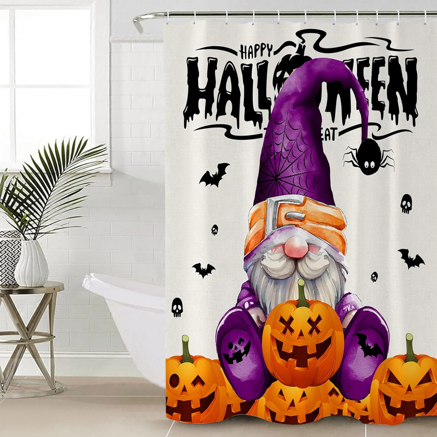 ZOE GARDEN Halloween Gnomes Shower Curtain Set