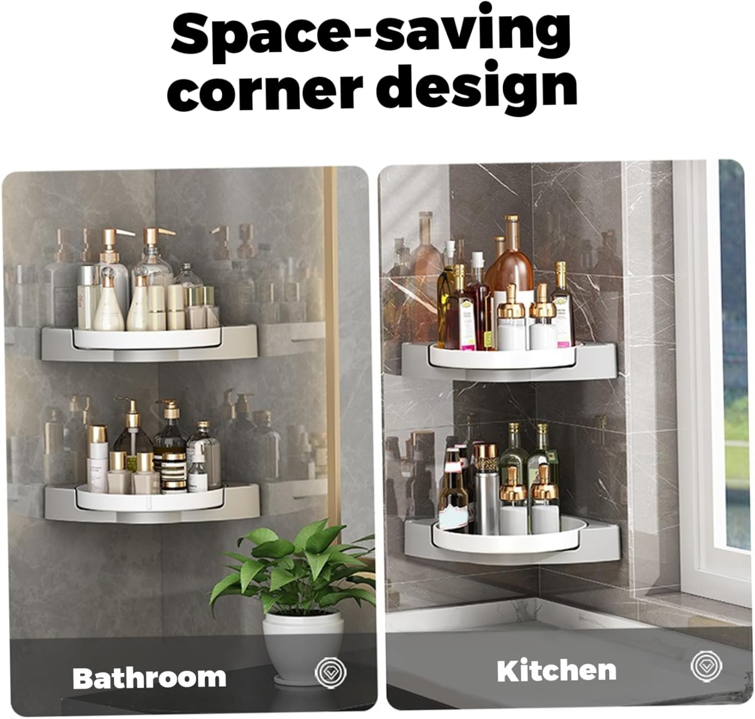 CUCUFA Corner Shower Caddy 2PCS 360 Rotating Organizer