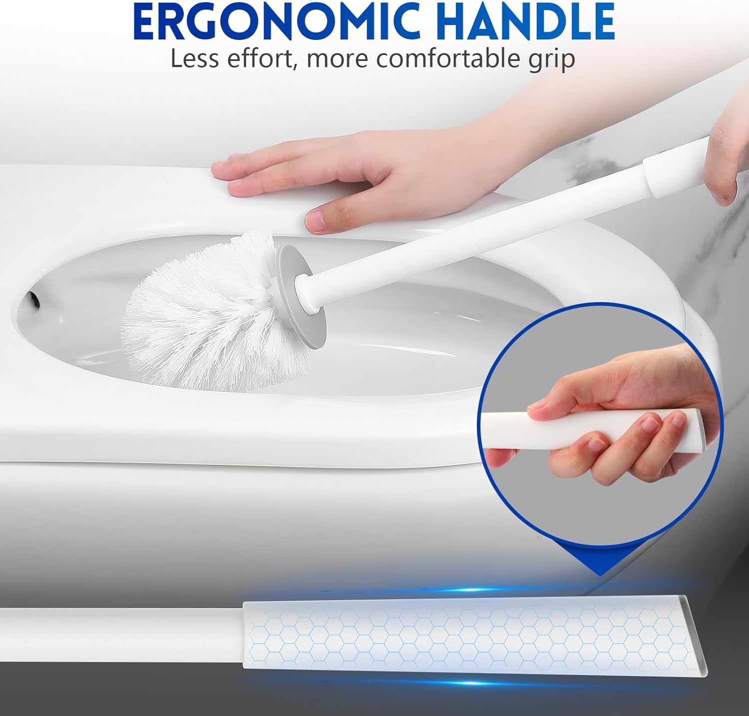 Y-in Hand Toilet Brush and Holder Set - Compact Durable Wall Mountable