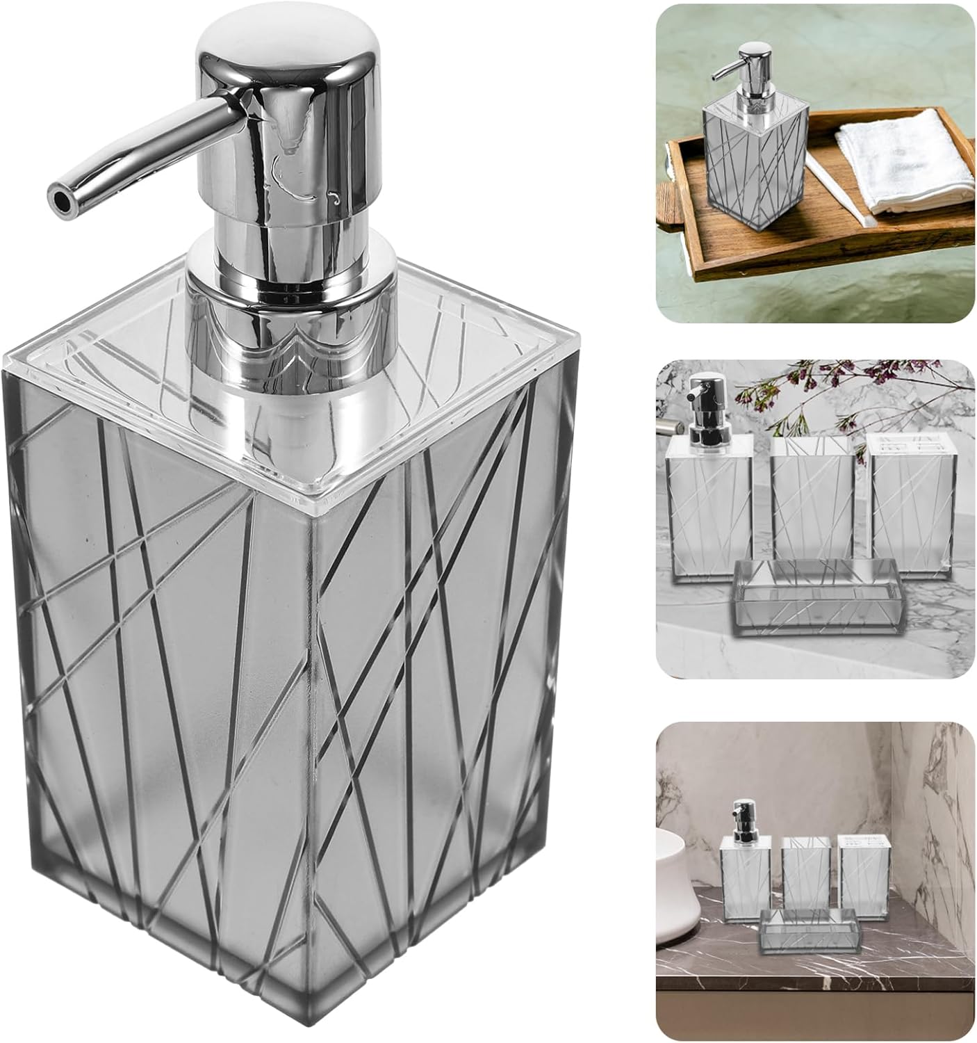 Garneck Bathroom Soap Dispenser Set with Shampoo Toothbrush Holder