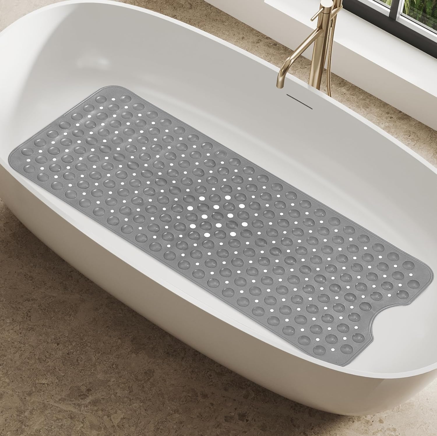 LDC Bath Mat 40x16 Grey with Suction Cups