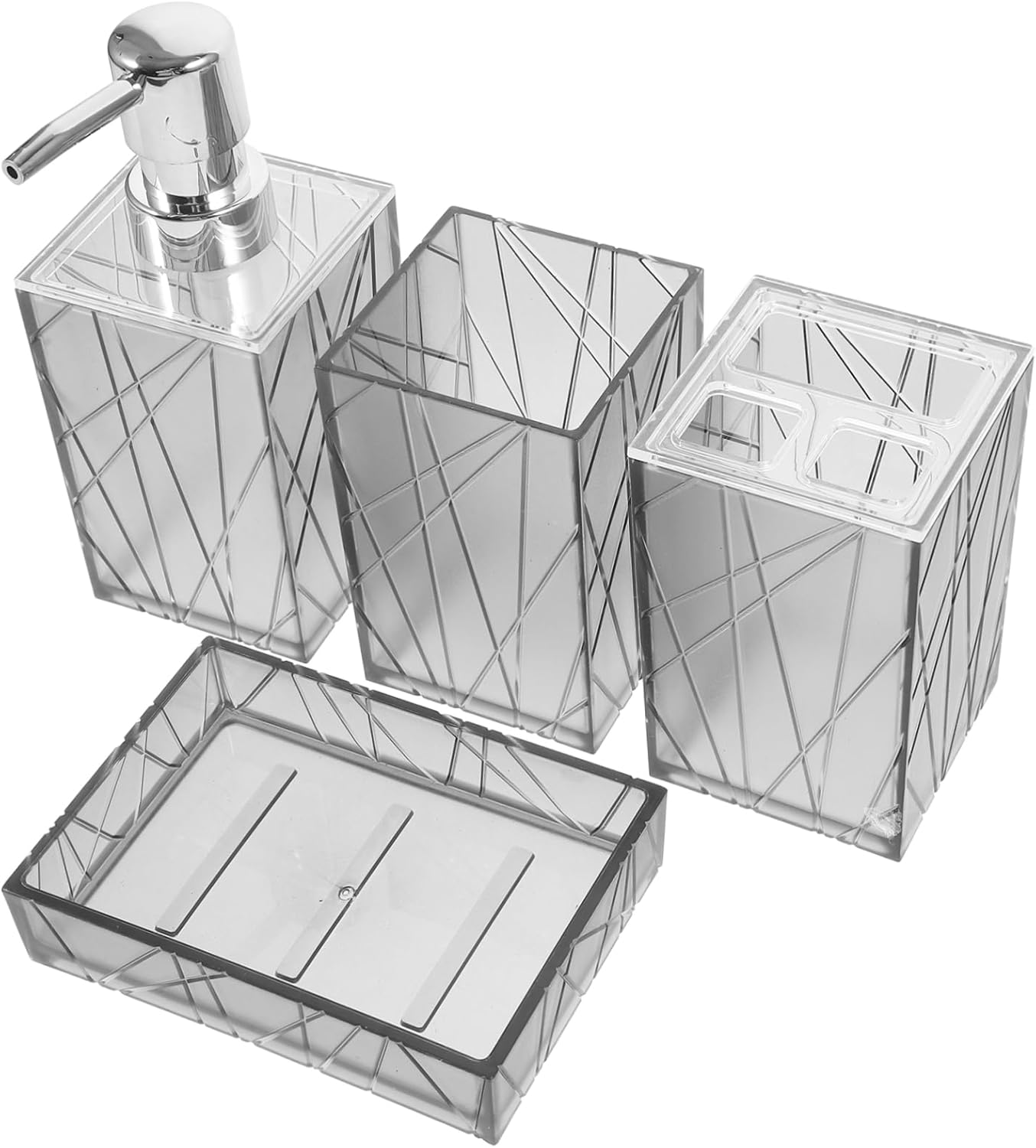 LIFKOME 1Set Transparent Grey Bathroom Accessories 1