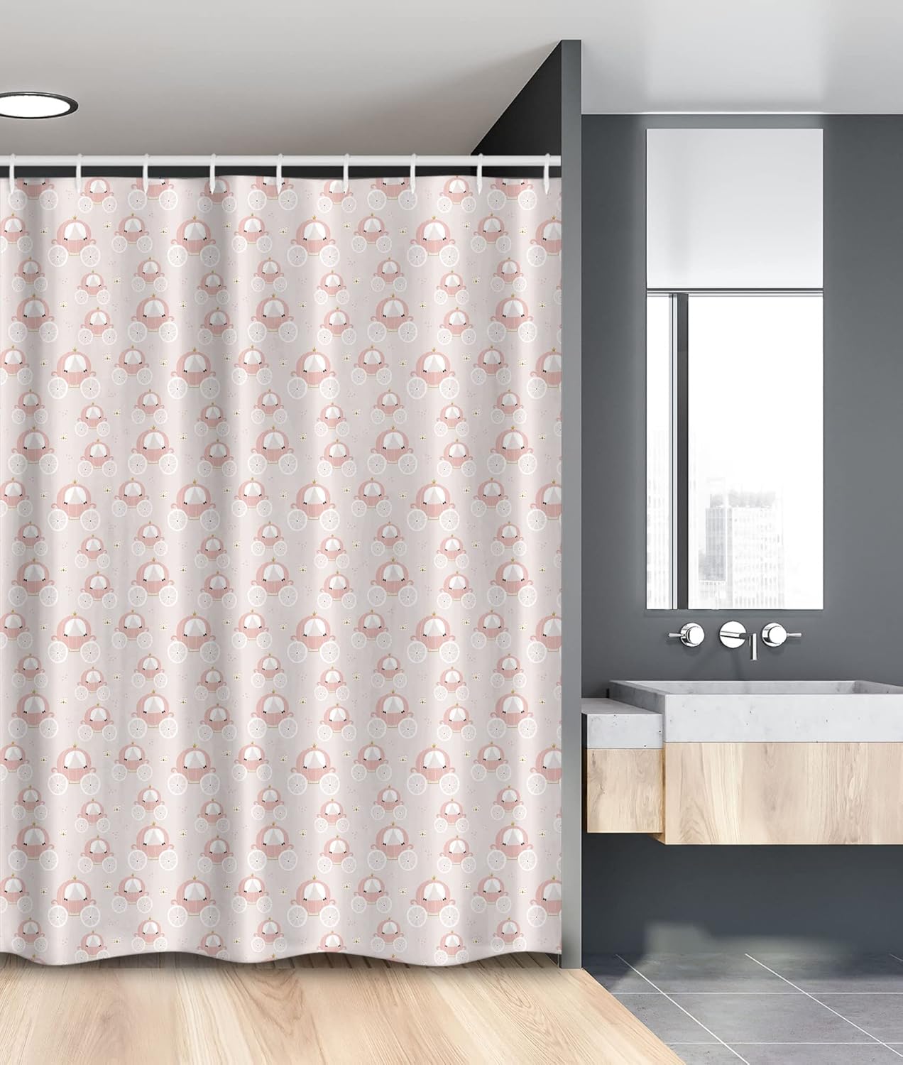 Ambesonne Pastel Stall Shower Curtain Set with Hooks