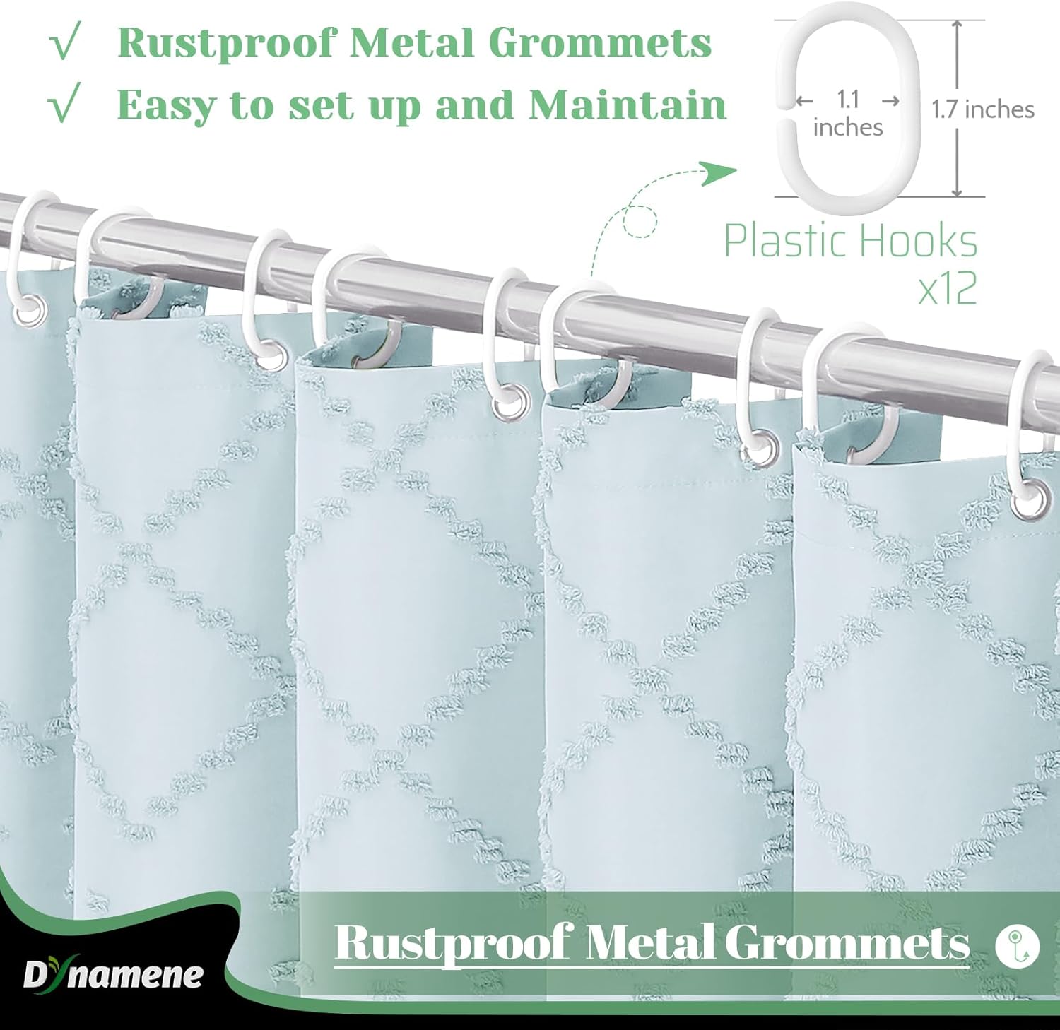 Dynamene Fog Blue Boho Shower Curtain Set