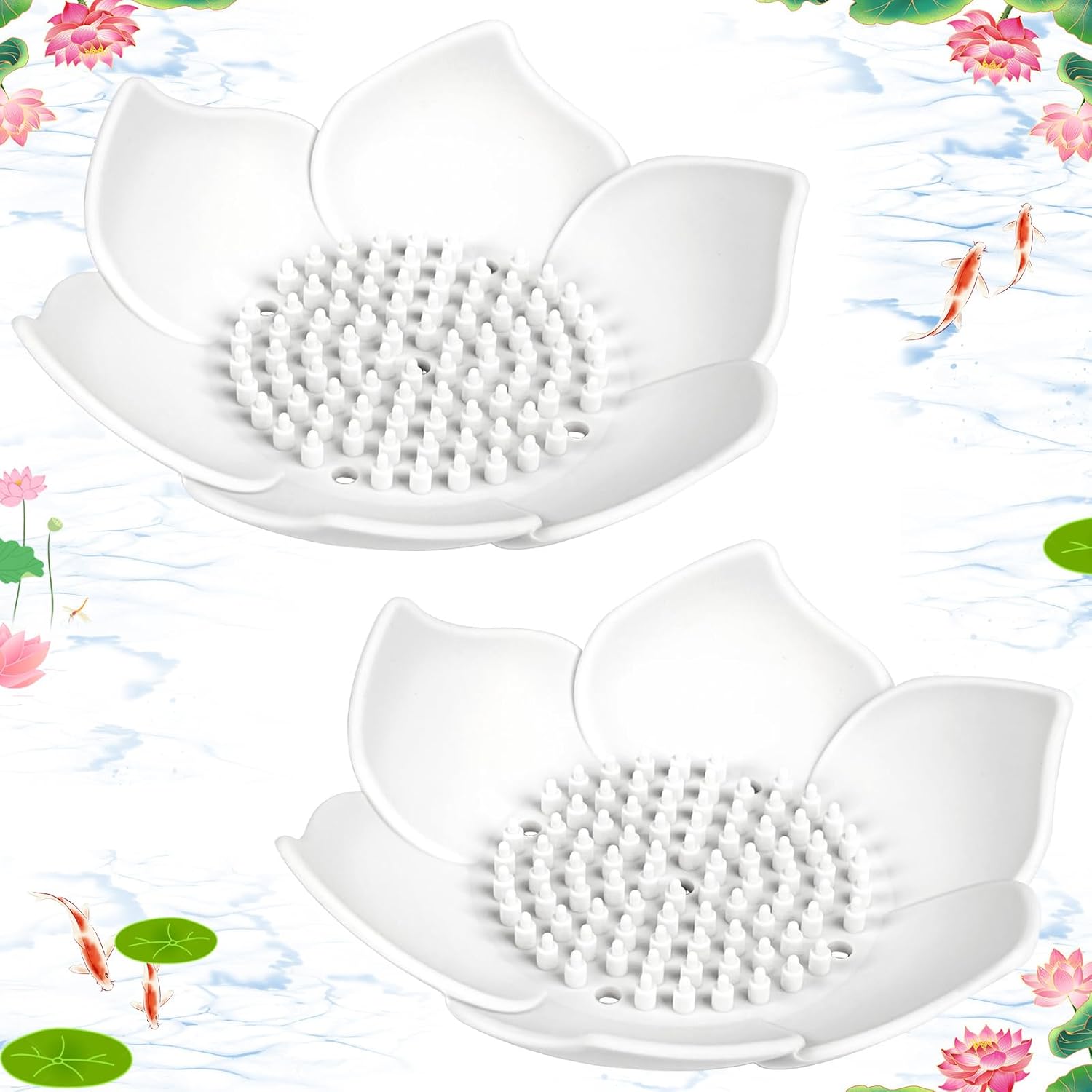 WhistenFla 2 Pack Lotus Flower Shape Silicone Soap Dish