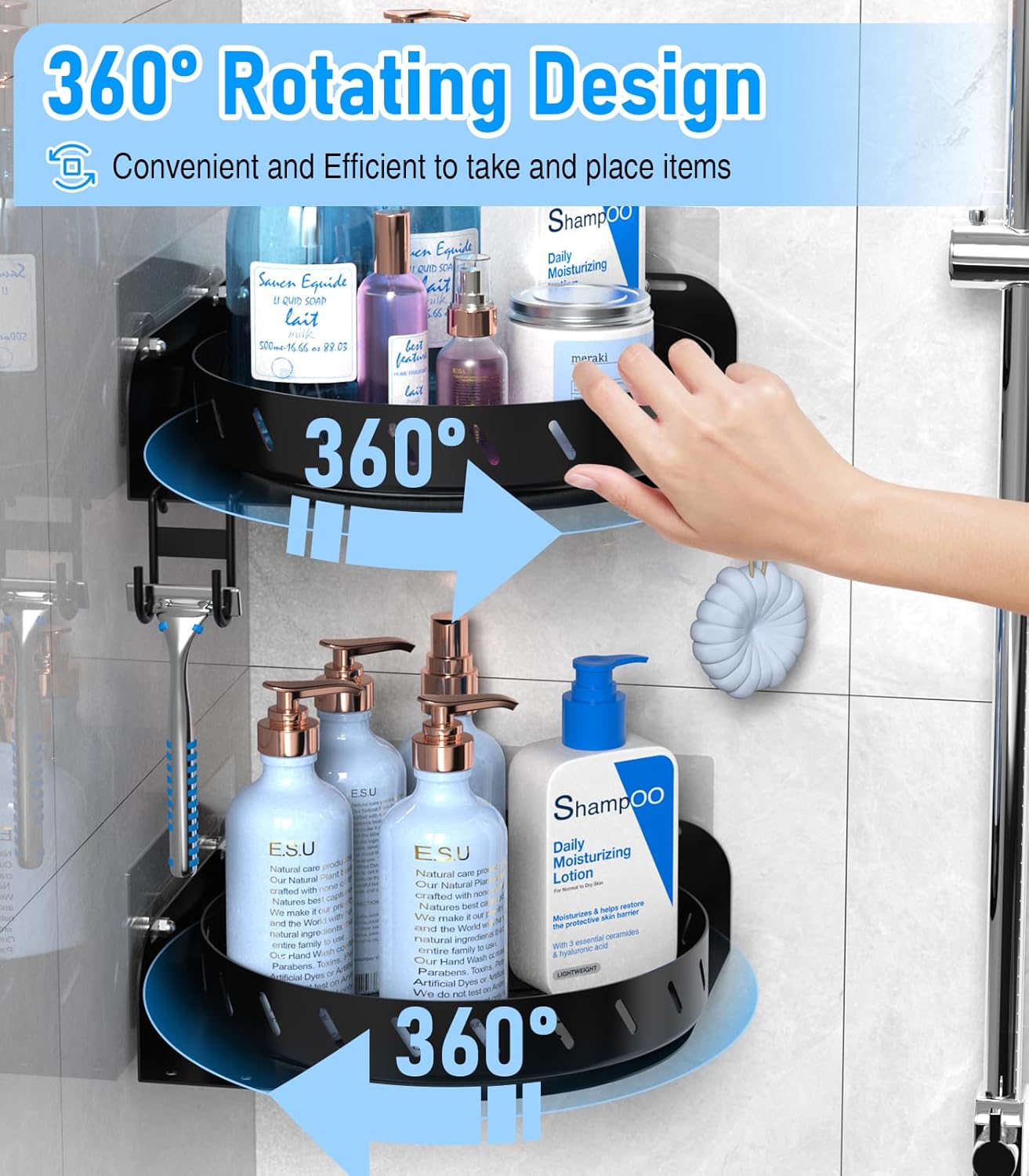 Buways 360 Rotating Corner Shower Caddy 2Pack