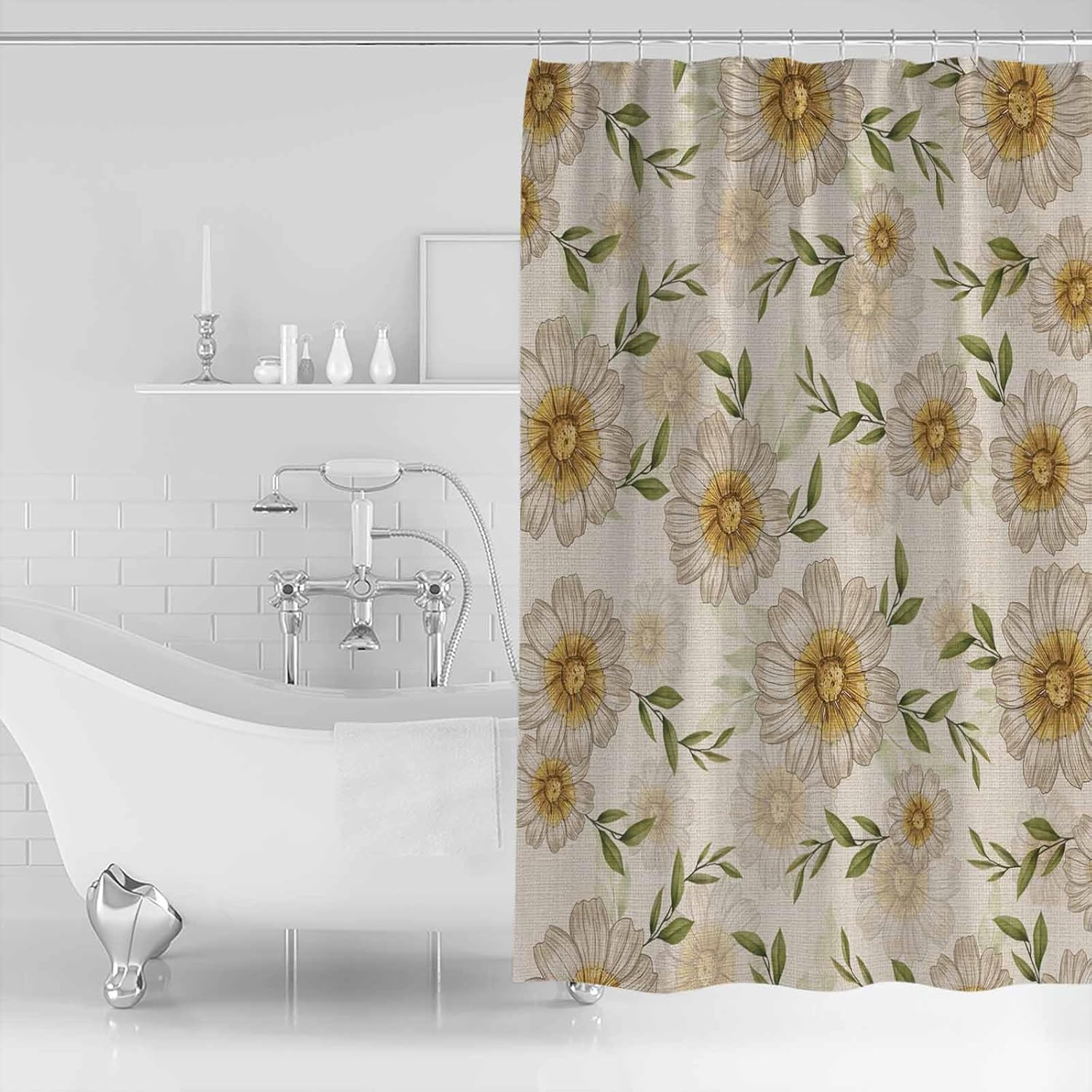 ZOE GARDEN Farmhouse Floral Shower Curtain Set
