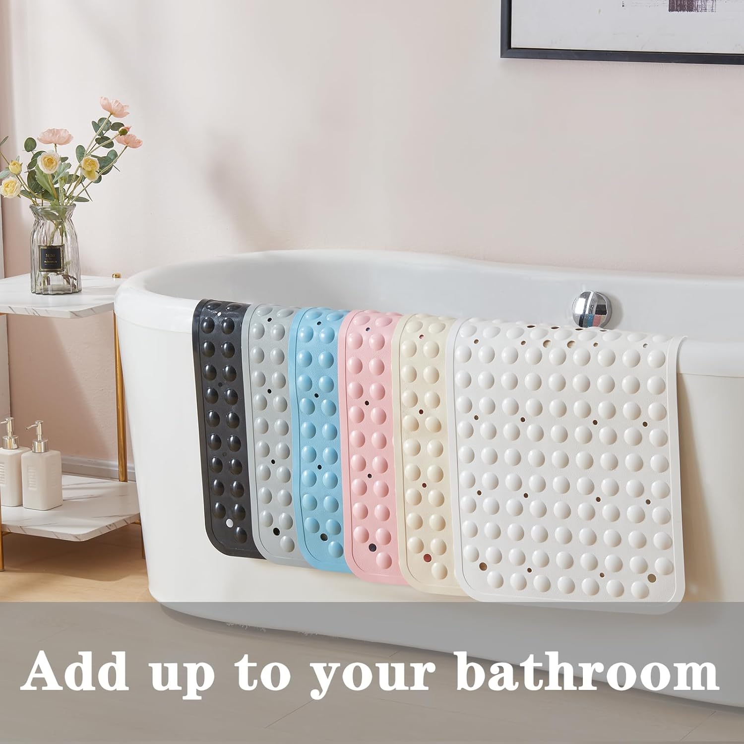Yanzifly Extra Large Non-Slip Silicone Bath Mat - Black