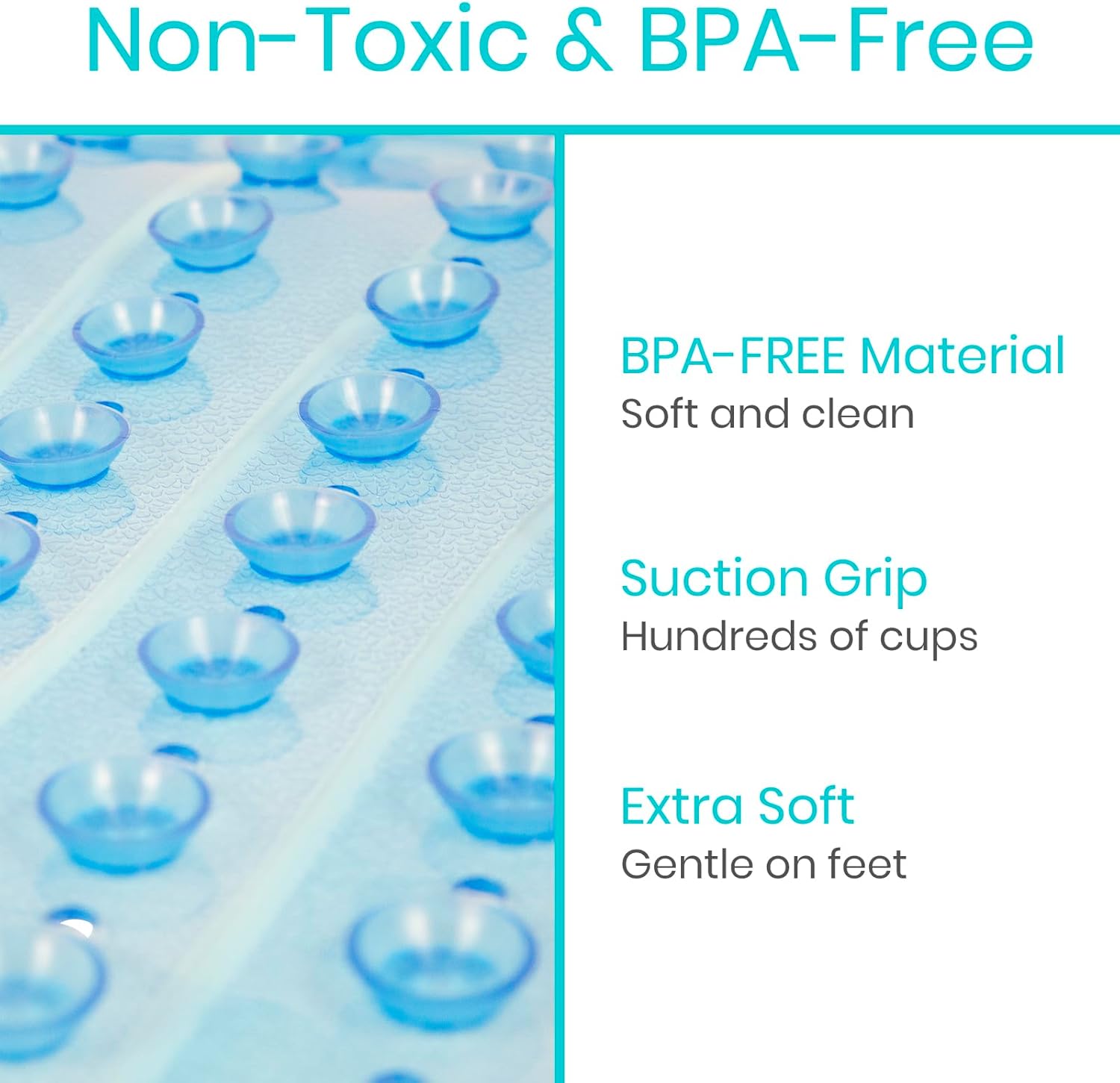Vive Non-Slip Square Shower Mat with Suction Cups