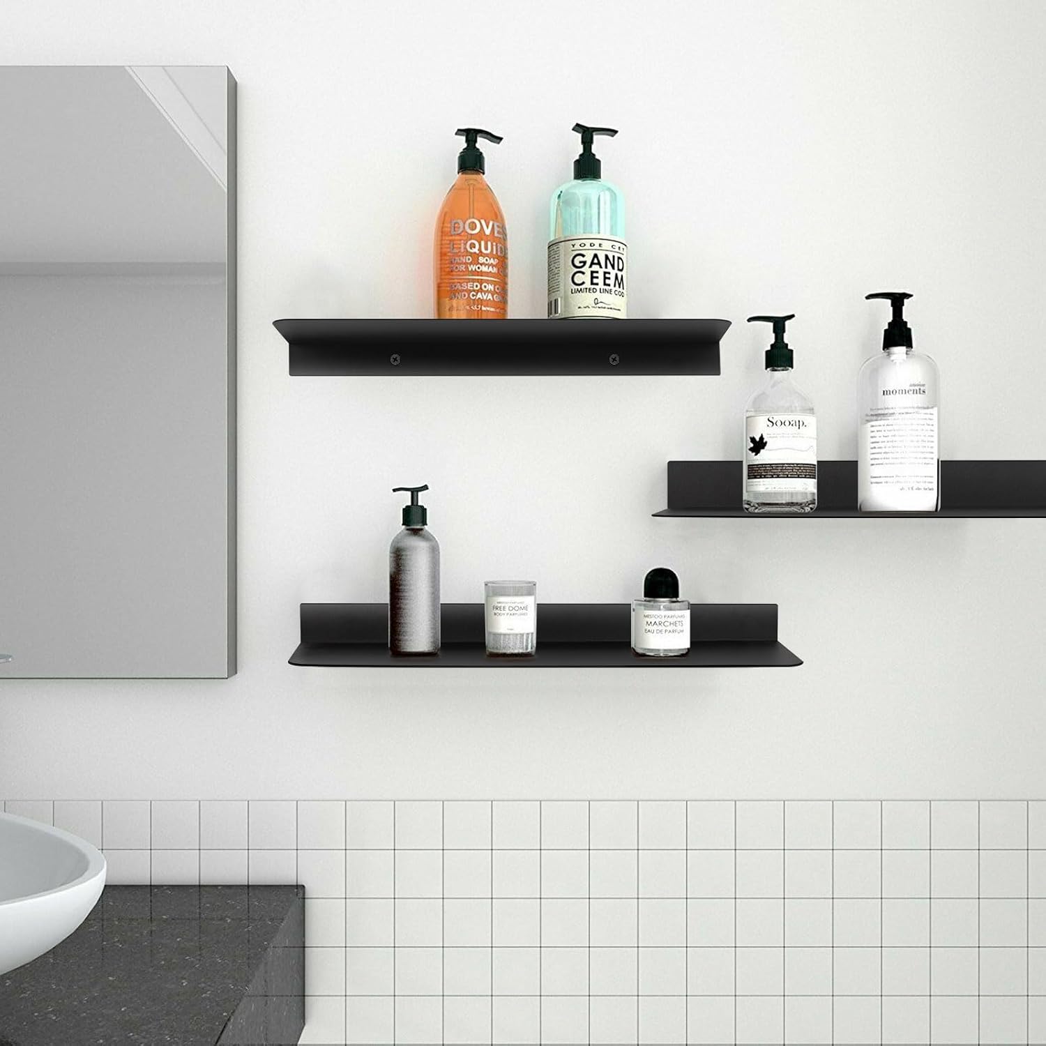 2 Pack Aluminum Shower Caddy Shelf with Self-Adhesive Installation