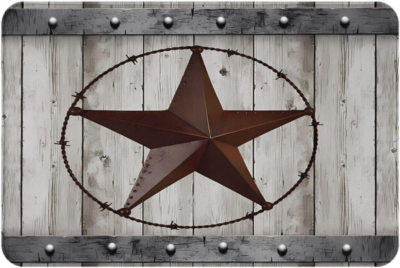 AODNEKC Western Texas Star Wooden Shower Mat
