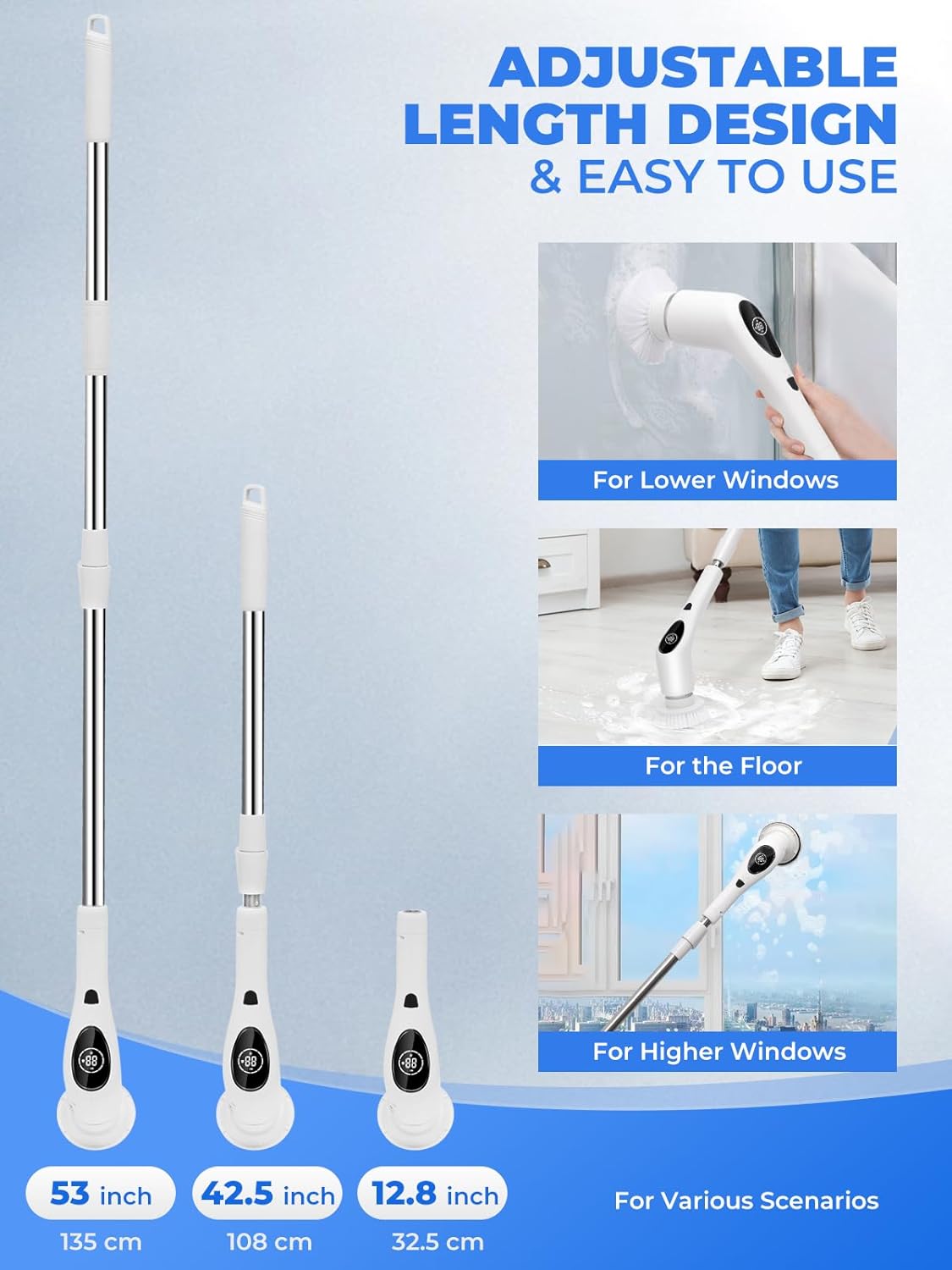 WYBQ Electric Spin Scrubber with Long Handle