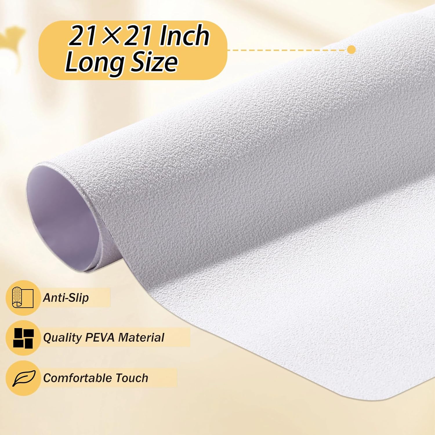Dunzoom 21x21 Nonslip Shower Mat with Drain Hole