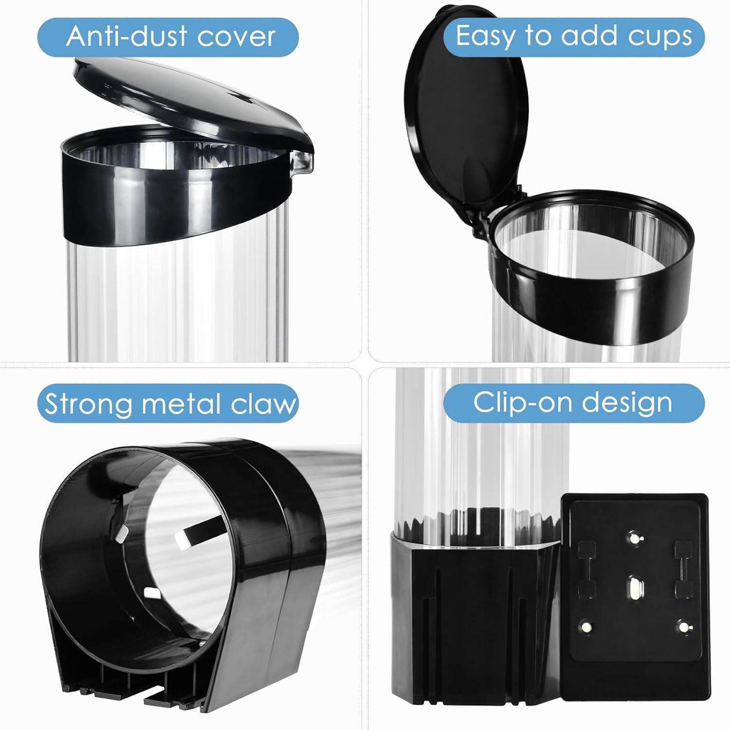Samhe Medium Pull Cup Dispenser Black 16 Tube Length