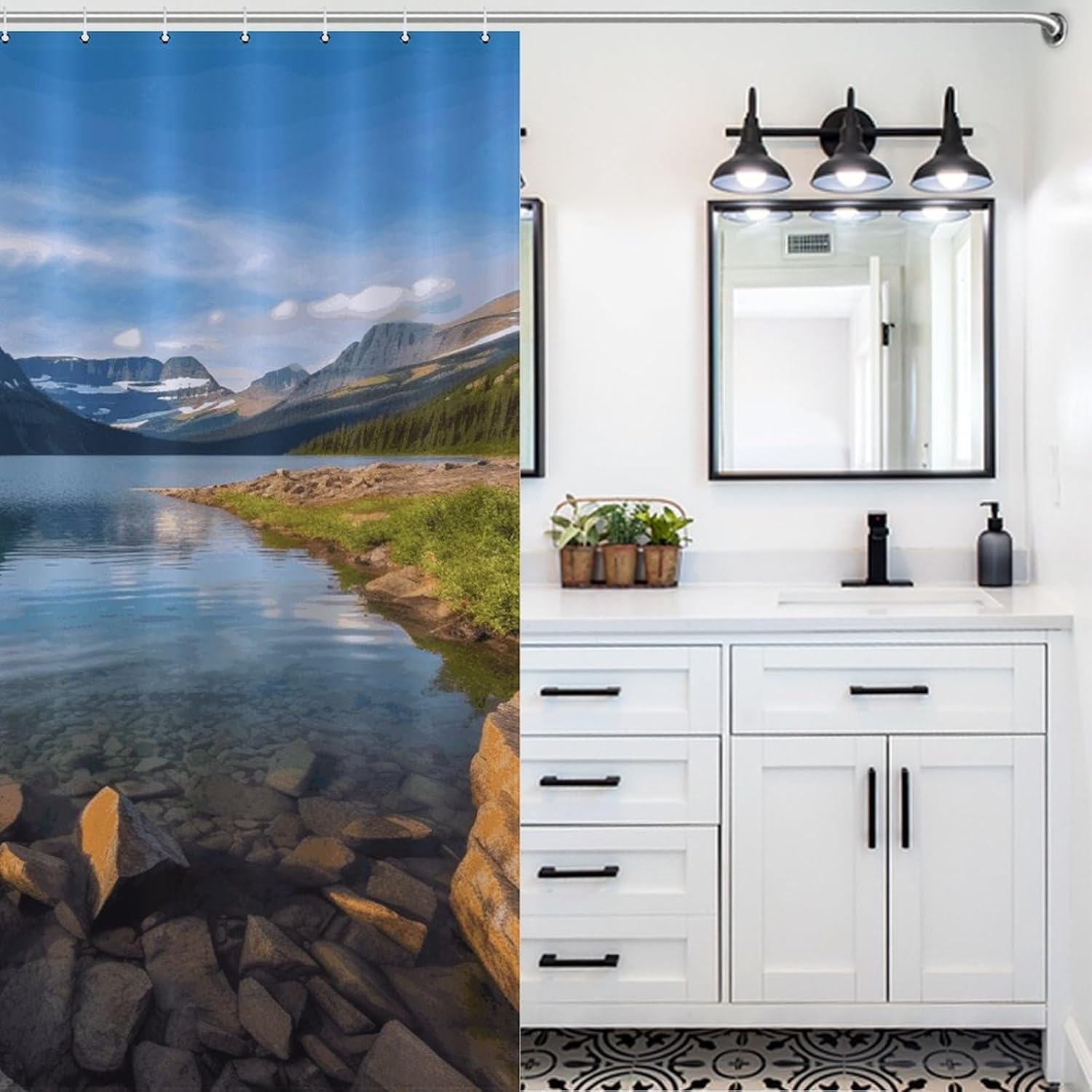 WEIHAKO Shower Curtain Set with 12 Hooks 60x72 Inches 1