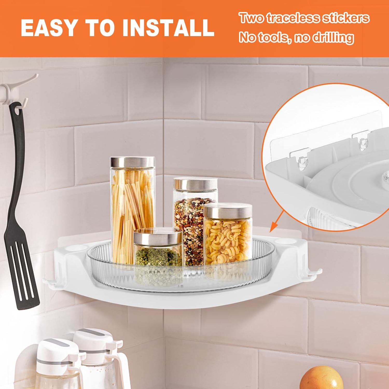 360 Rotating Corner Shower Caddy with Drainage