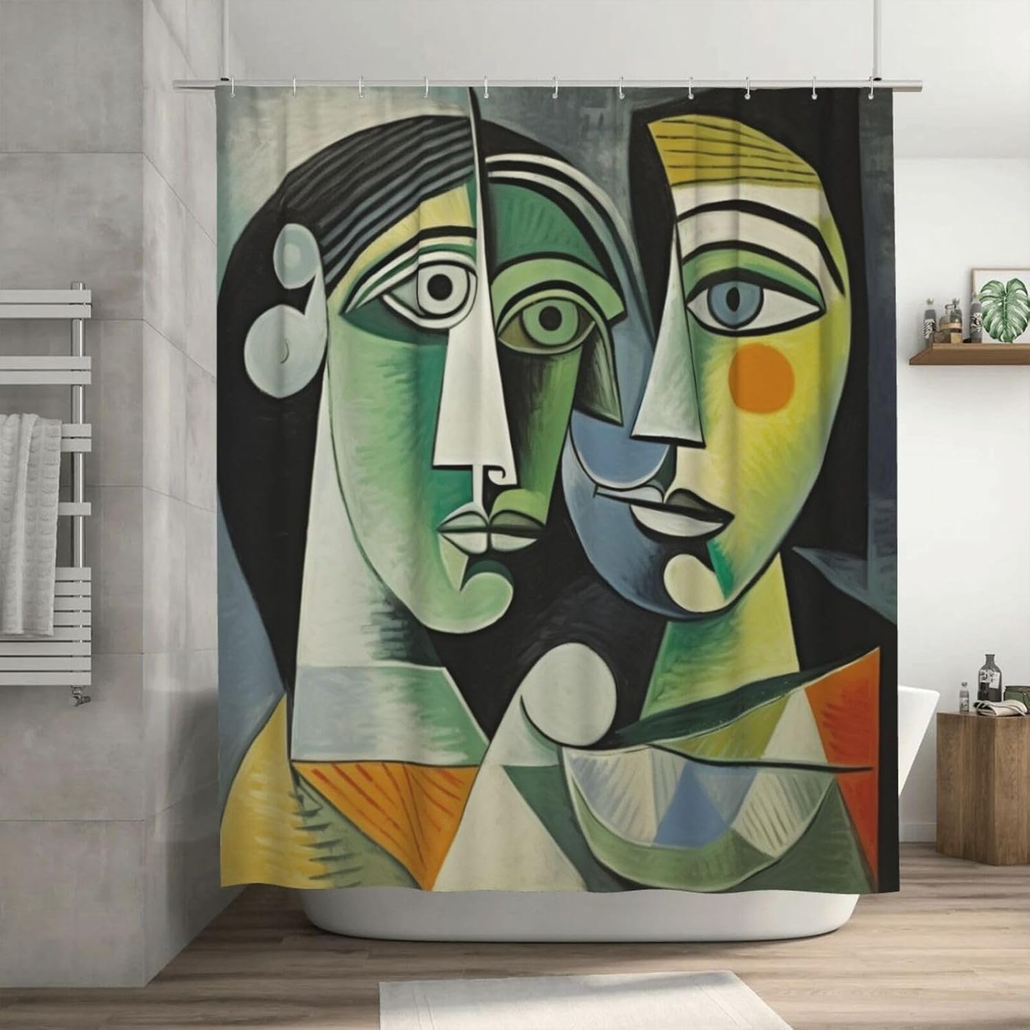 DAOWANGZUO Girl Shower Curtain Set with 12 Hooks 72x72in