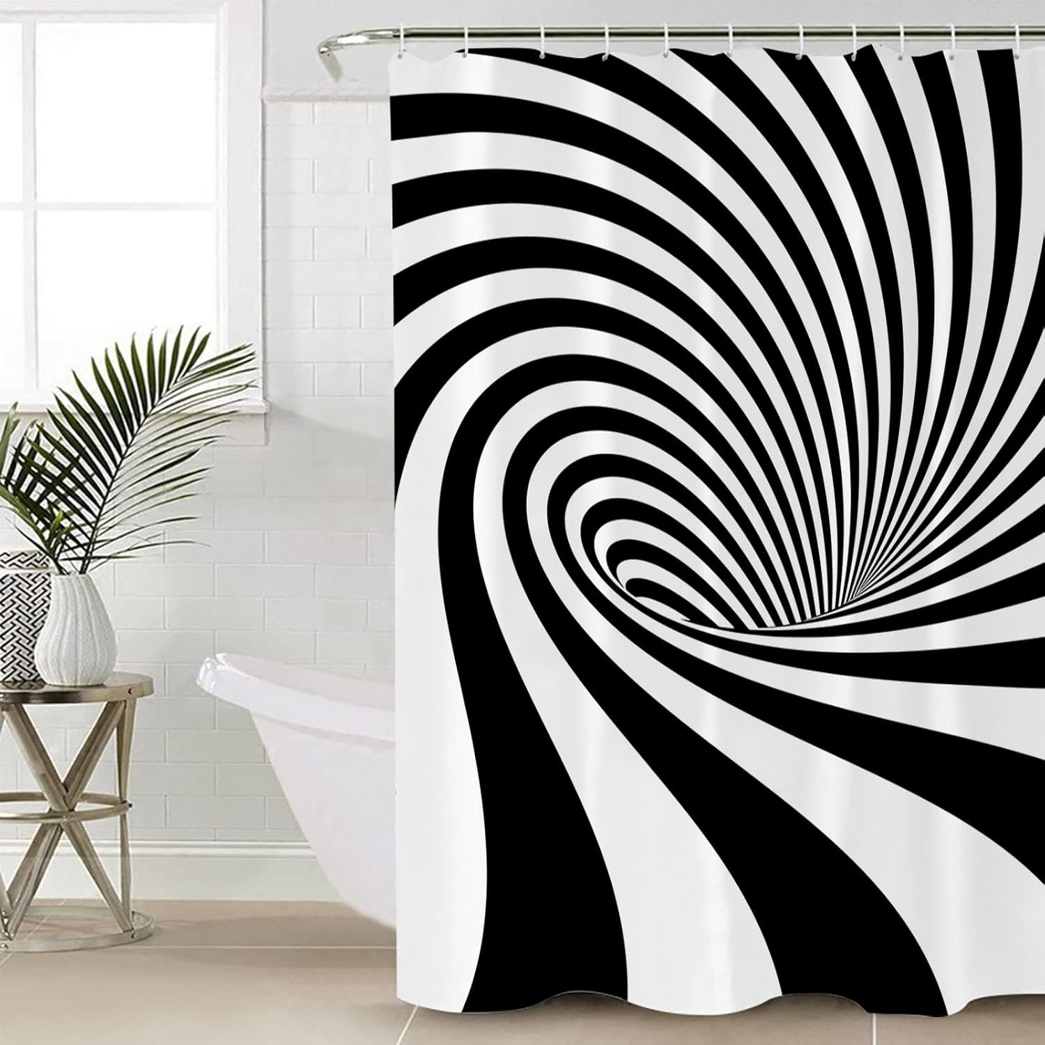 ZOE GARDEN Visual Vortex Optical Shower Curtain Set 1
