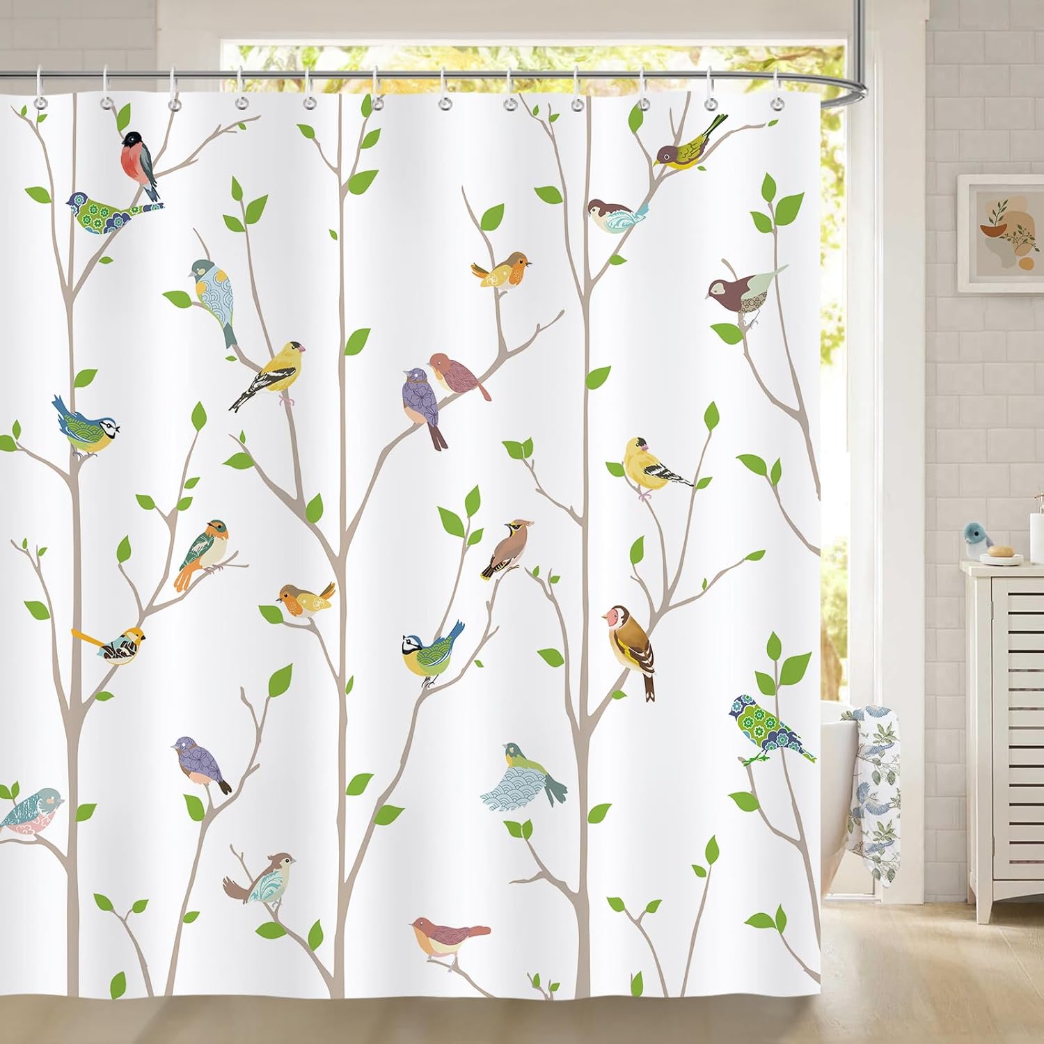 Bonhause Spring Birds Shower Curtain Set