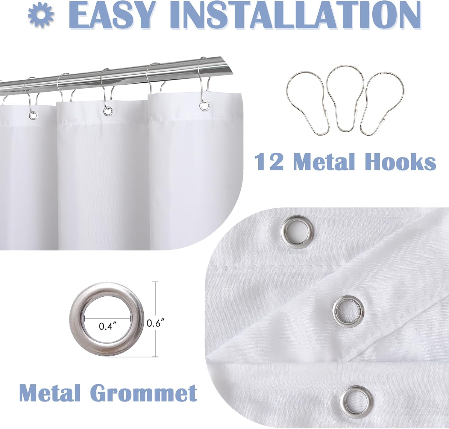 Jinchan Ombre Lilac Blue Shower Curtain Set