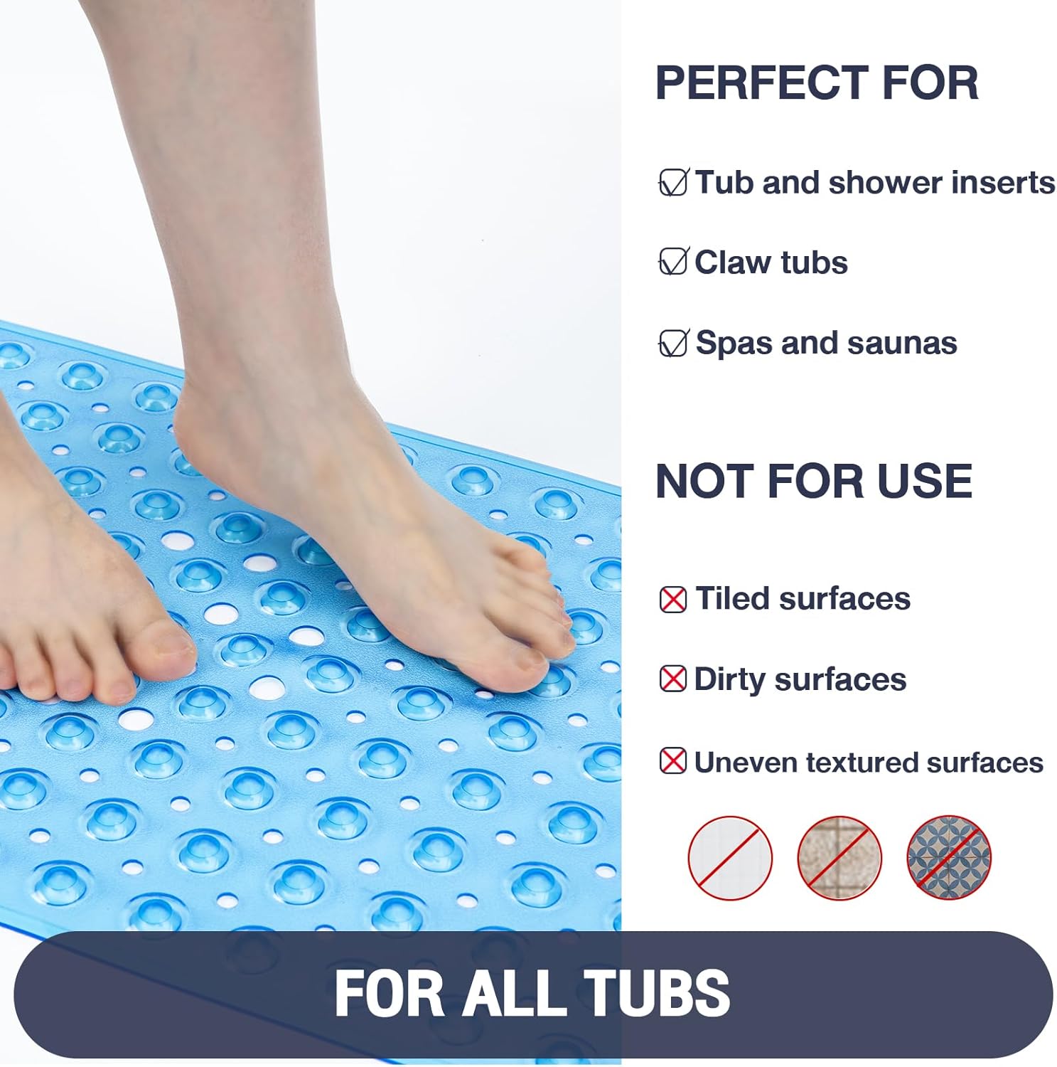 Naoloture Extra Long Non Slip Bath Mat
