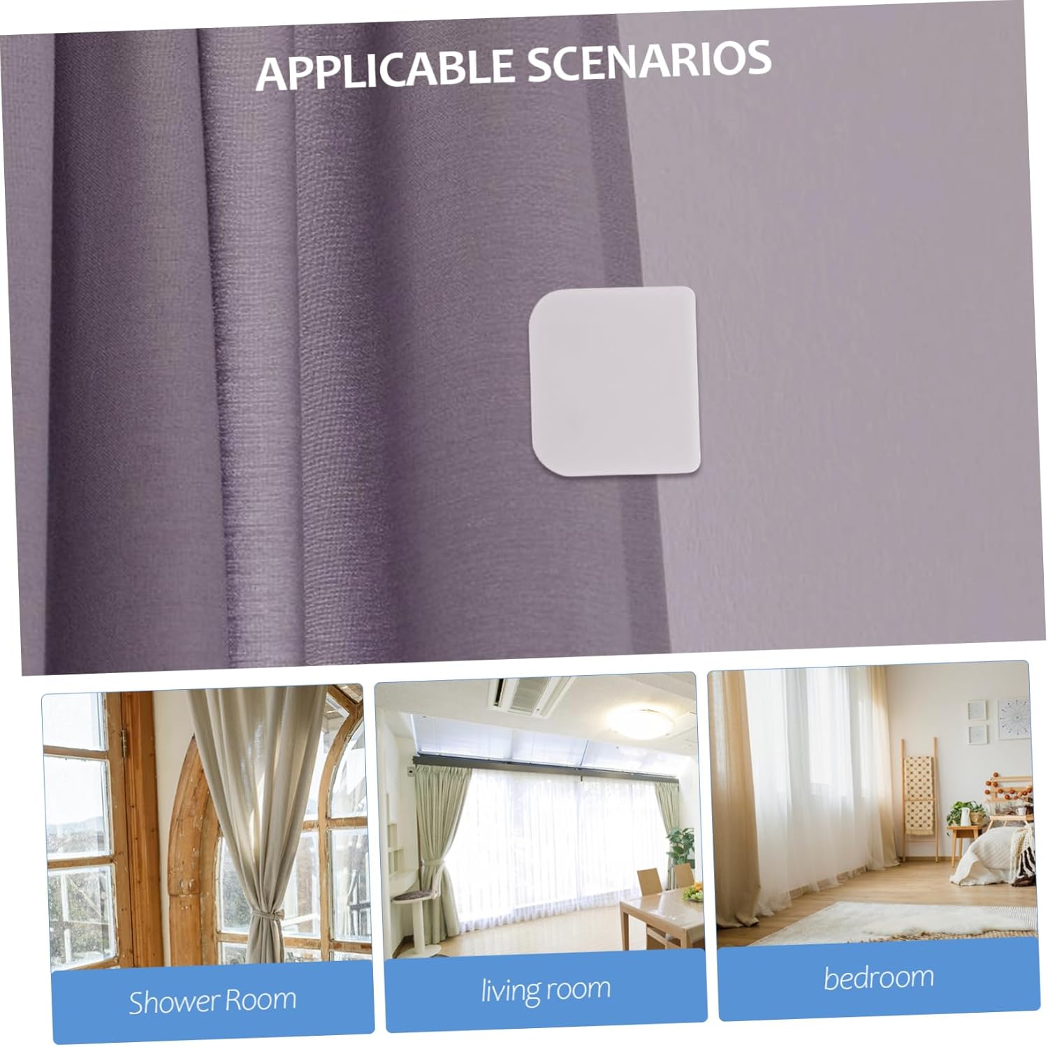 Alipis 4-Piece Shower Curtain Clips Non-Slip Self Adhesive
