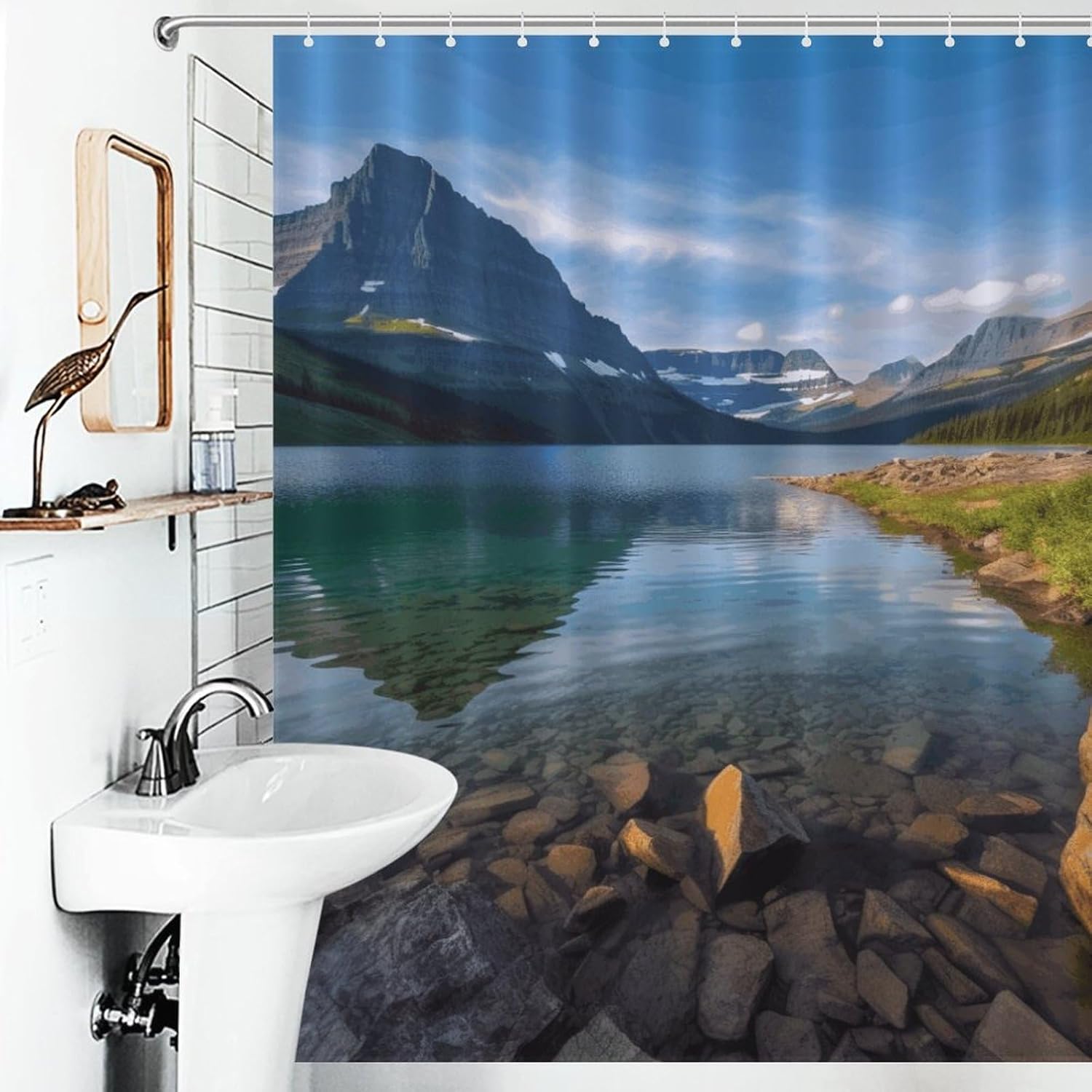 WEIHAKO Shower Curtain Set with 12 Hooks 60x72 Inches 1