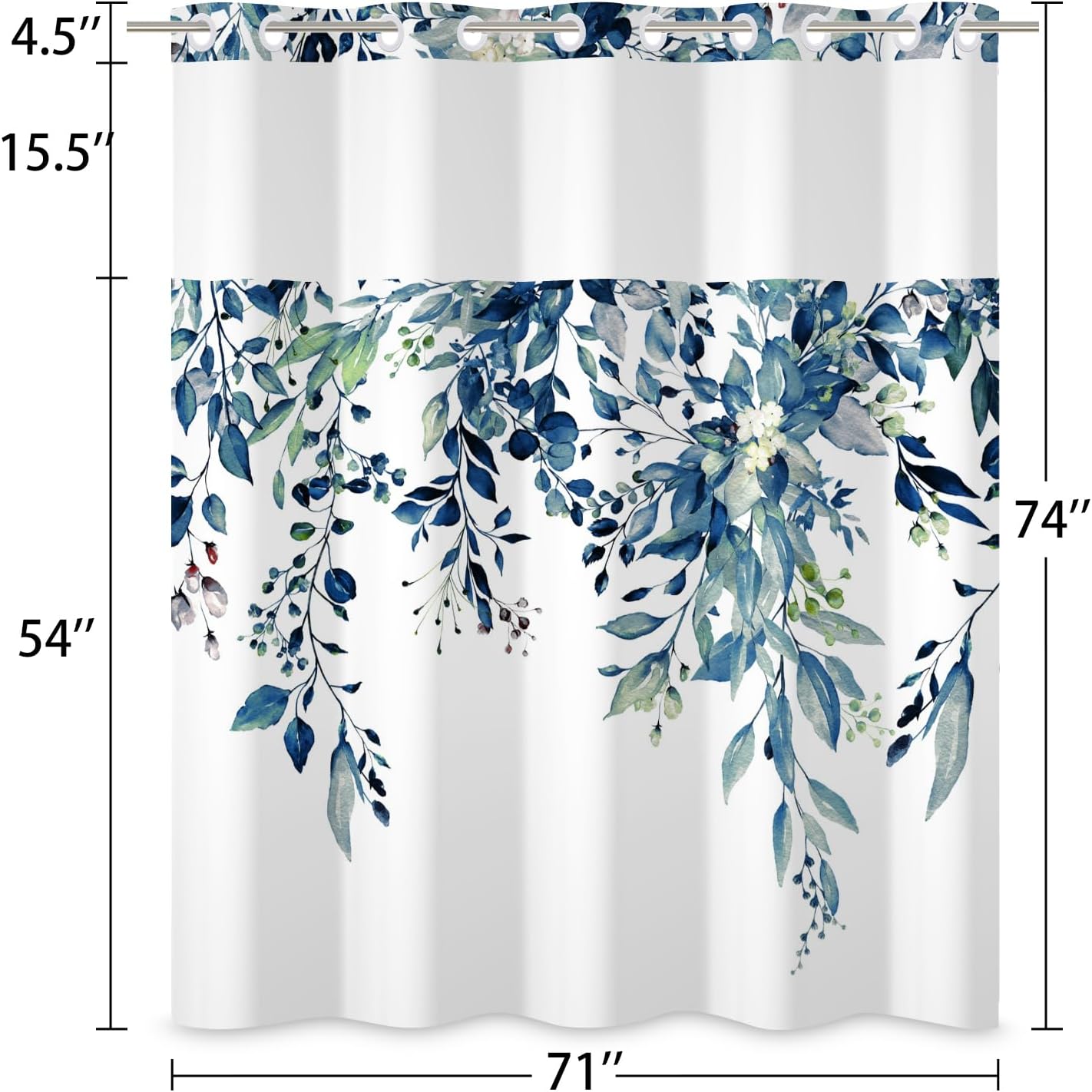 DASHAN Leaf Shower Curtain Set 71x74 with Snap-In Liner