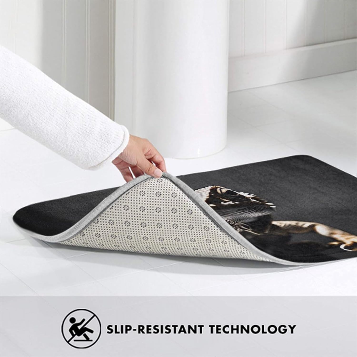 BoomDragon Anti-Slip Bath Mat with Cool Bearded Dragon Pattern