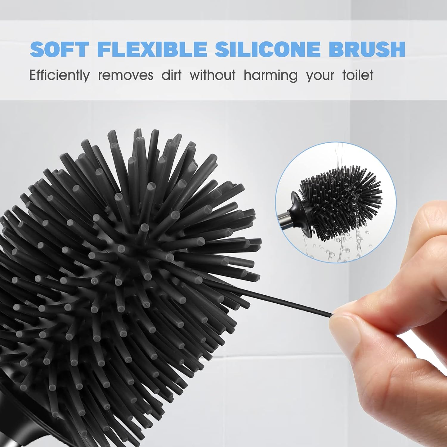 HAMITOR 2Pack Toilet Brush Holder Set - Silicone Stainless Steel