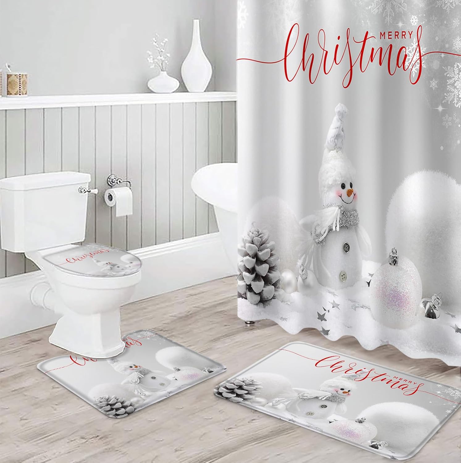 ZOE GARDEN Christmas Bathroom Set with Rug and Accessories