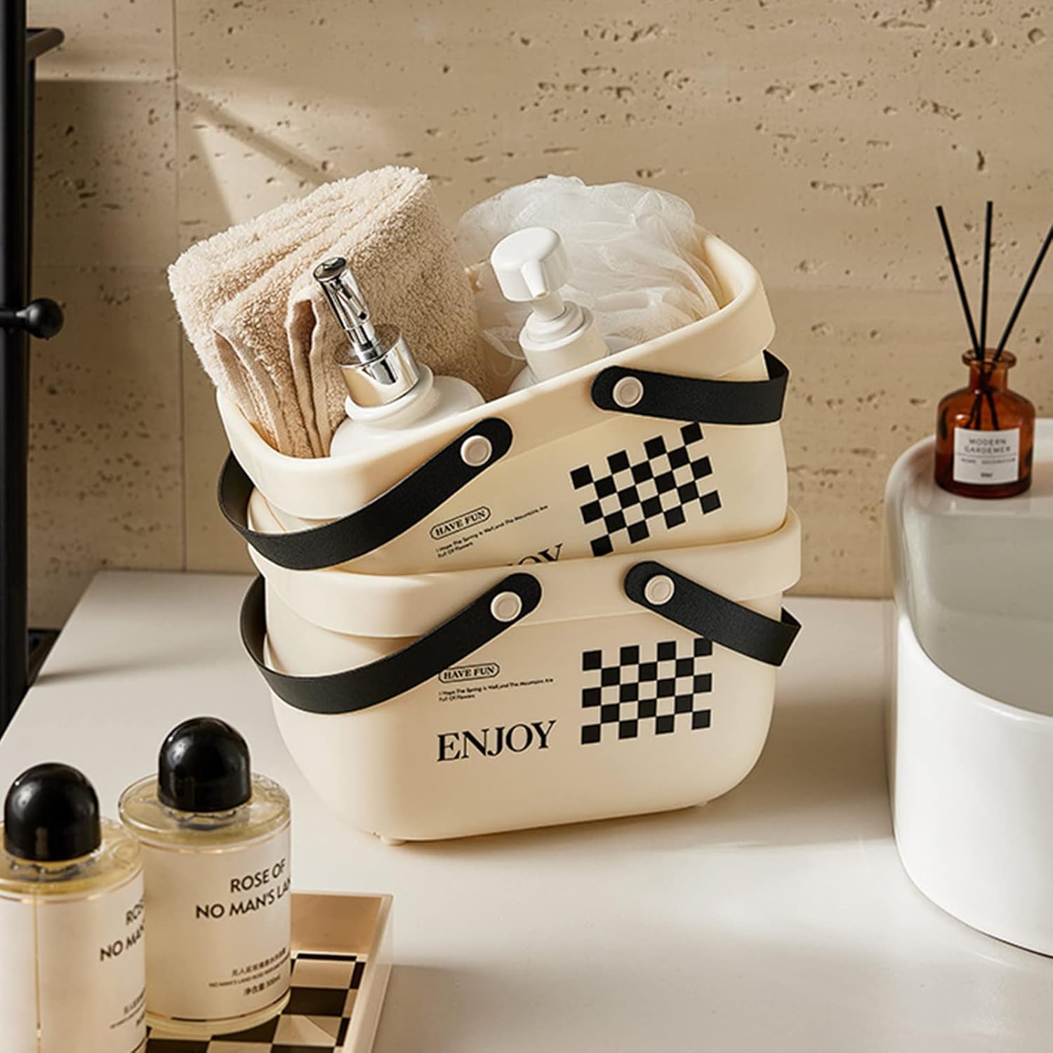 ASYWISH Home Shower Organizer Tote Basket with Handle