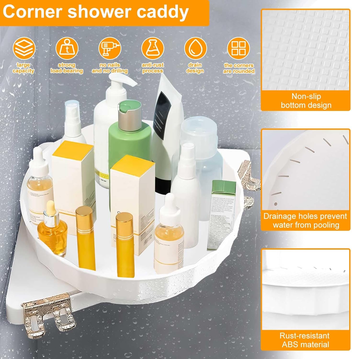 2 Pack Corner Shower Caddy with 360 Rotate